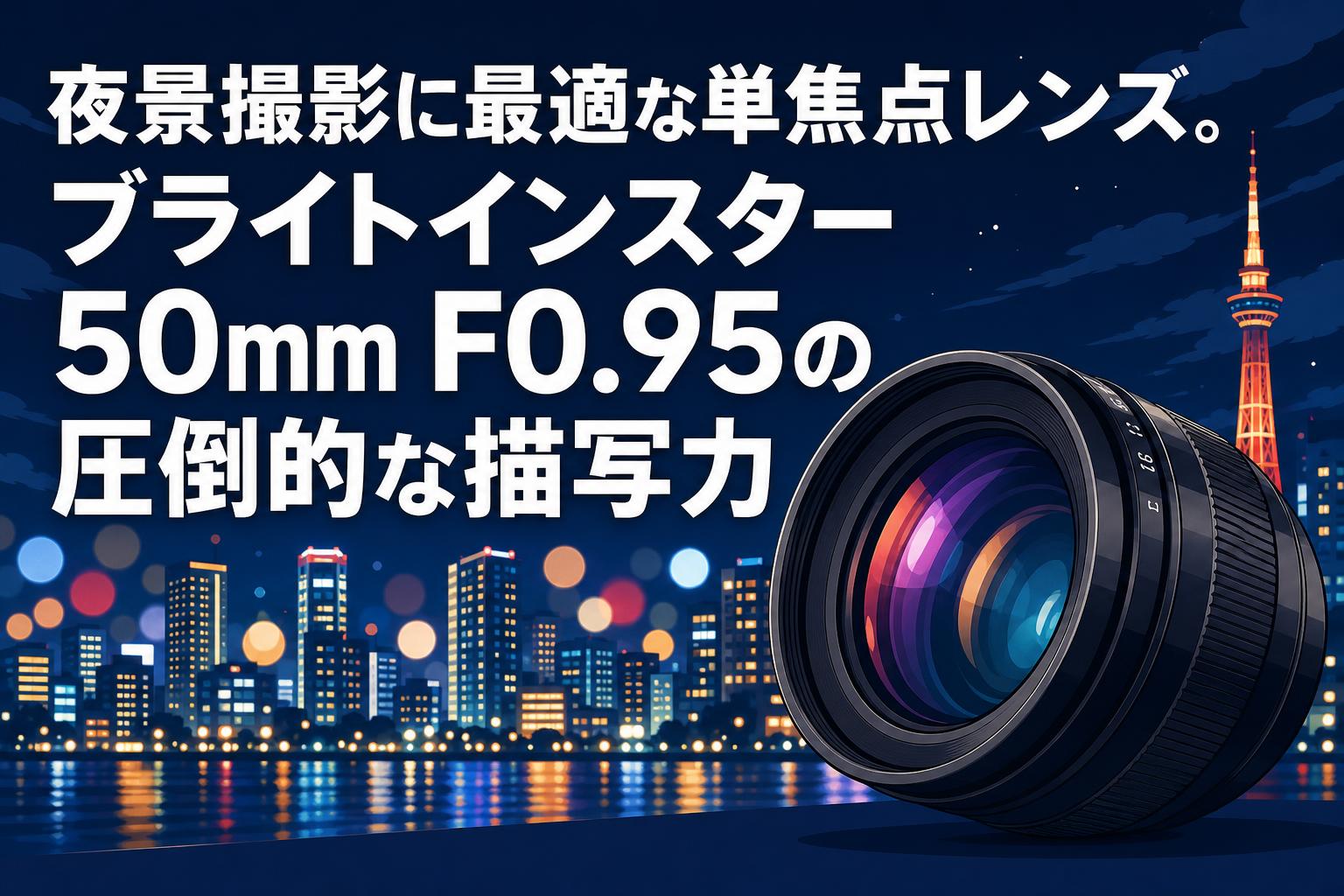 夜景撮影に最適な単焦点レンズ。ブライトインスター 50mm F0.95の圧倒的な描写力