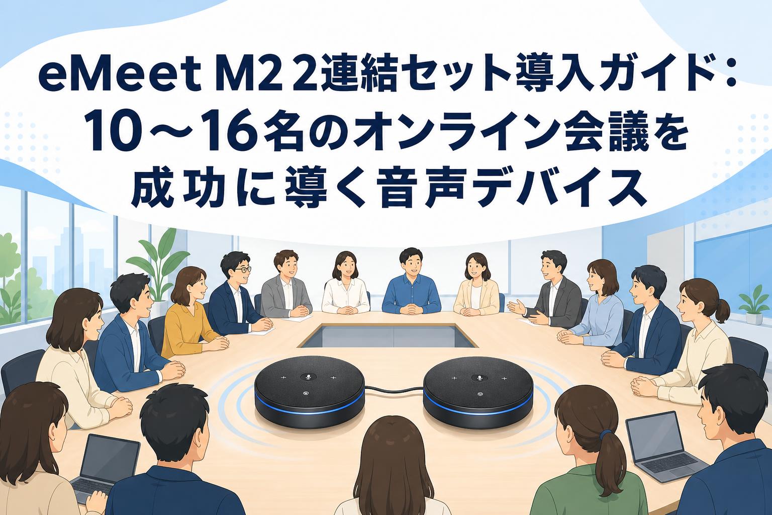 eMeet M2 2連結セット導入ガイド：10〜16名のオンライン会議を成功に導く音声デバイス