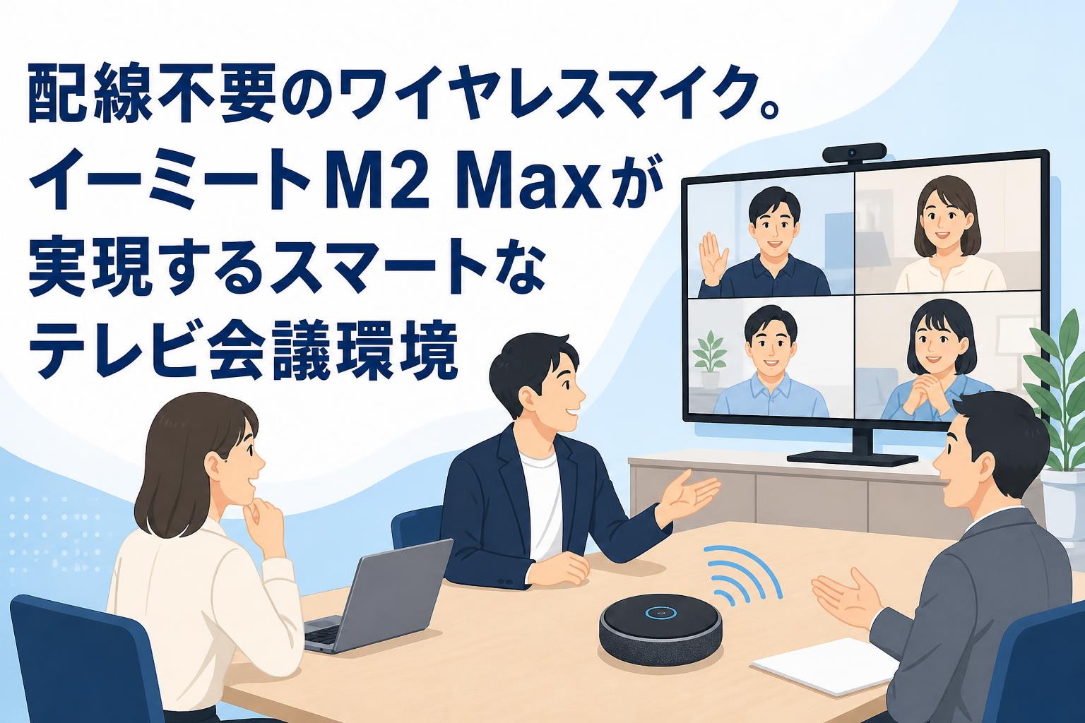配線不要のワイヤレスマイク。イーミートM2 Maxが実現するスマートなテレビ会議環境