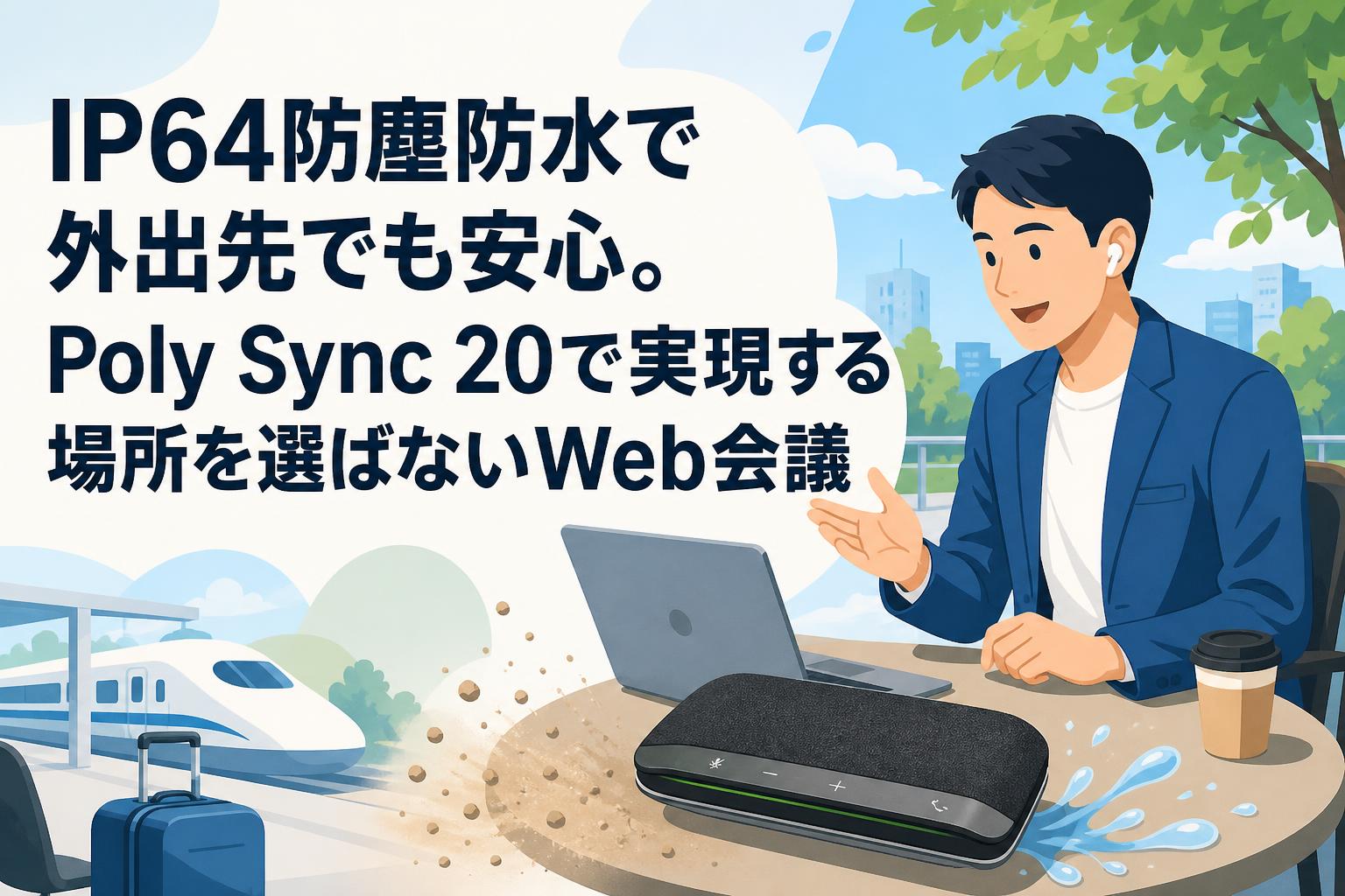 IP64防塵防水で外出先でも安心。Poly Sync 20で実現する場所を選ばないWeb会議