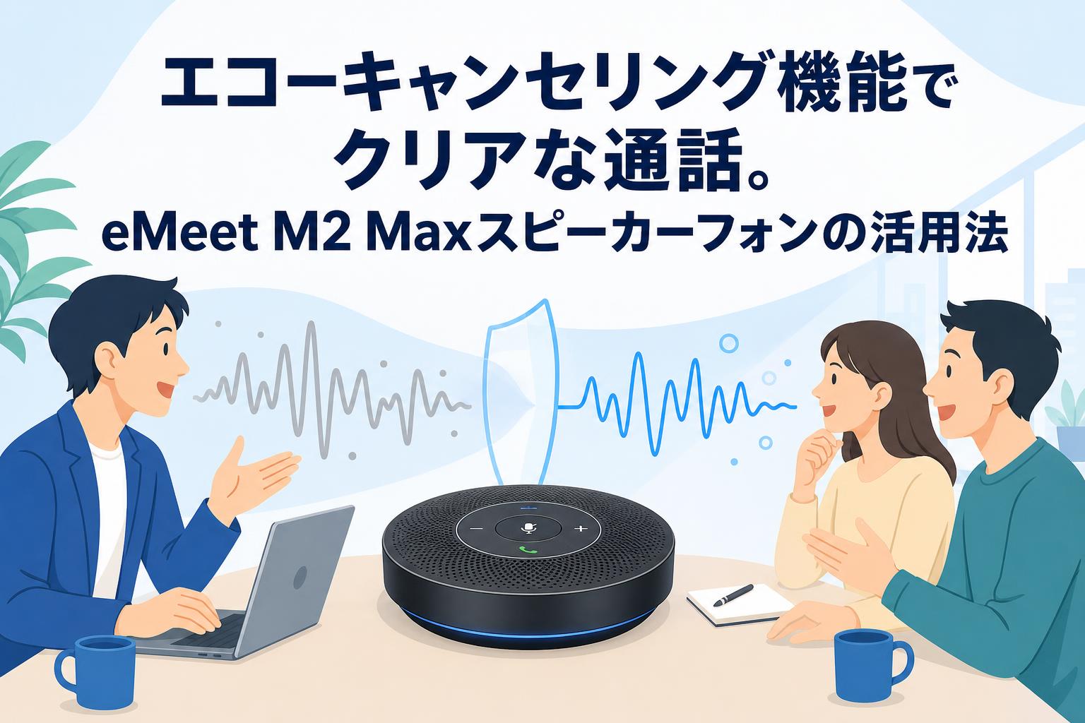 エコーキャンセリング機能でクリアな通話。eMeet M2 Maxスピーカーフォンの活用法