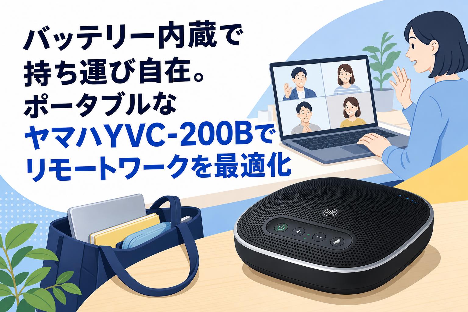 バッテリー内蔵で持ち運び自在。ポータブルなヤマハYVC-200Bでリモートワークを最適化