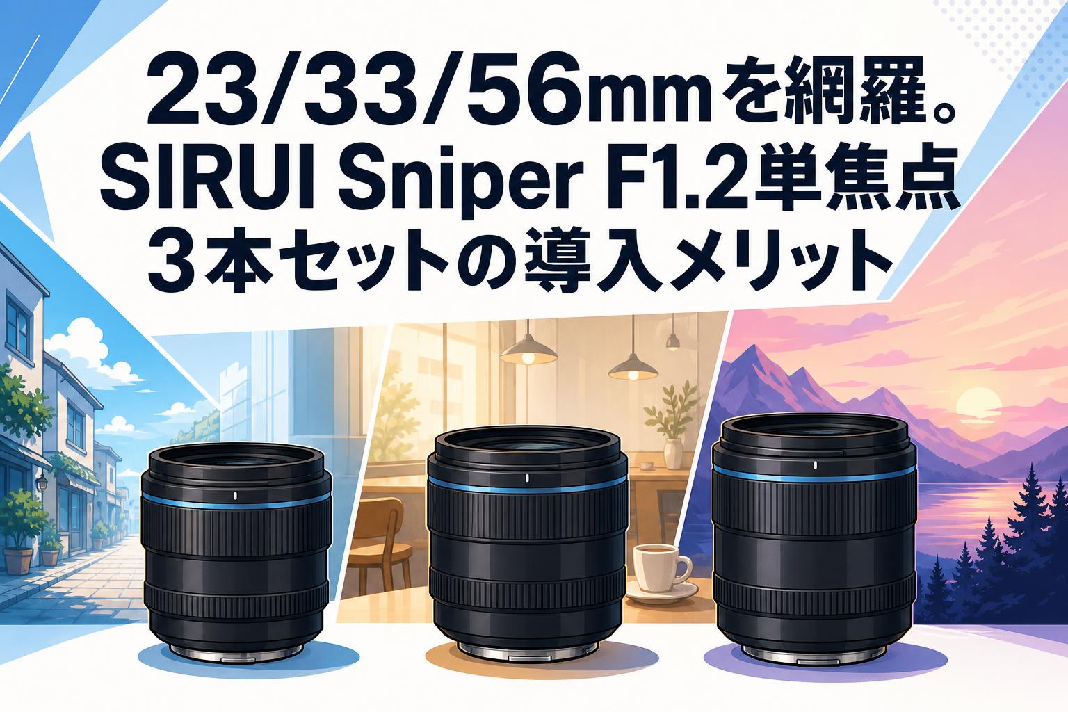 23/33/56mmを網羅。SIRUI Sniper F1.2単焦点3本セットの導入メリット