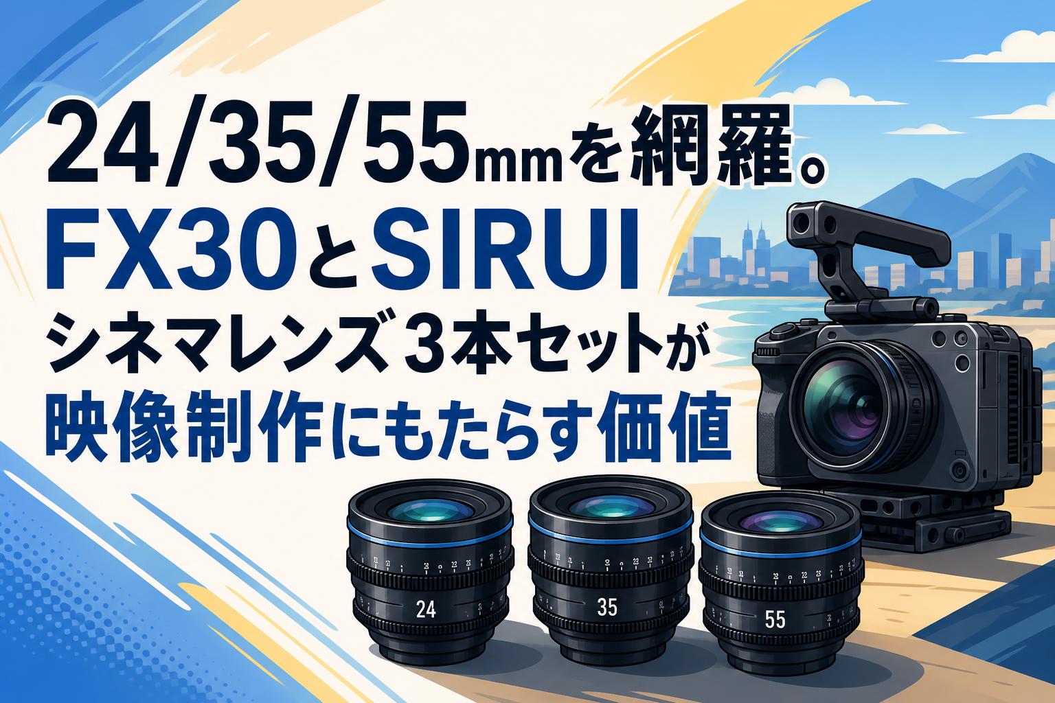 24/35/55mmを網羅。FX30とSIRUIシネマレンズ3本セットが映像制作にもたらす価値