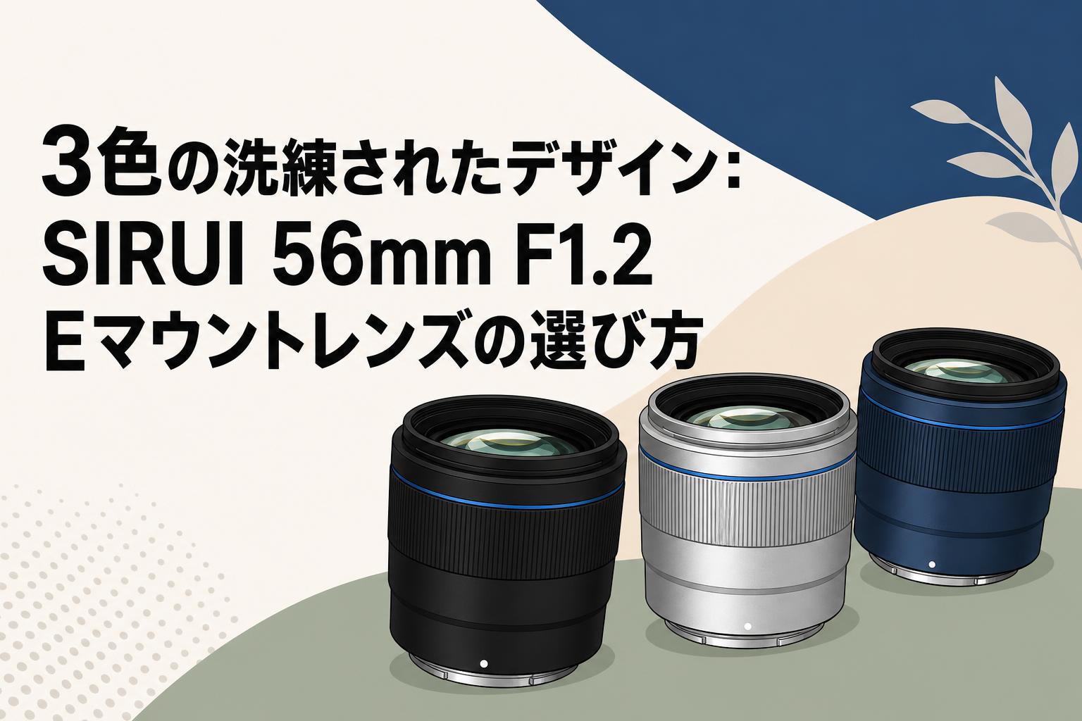 3色の洗練されたデザイン：SIRUI 56mm F1.2 Eマウントレンズの選び方