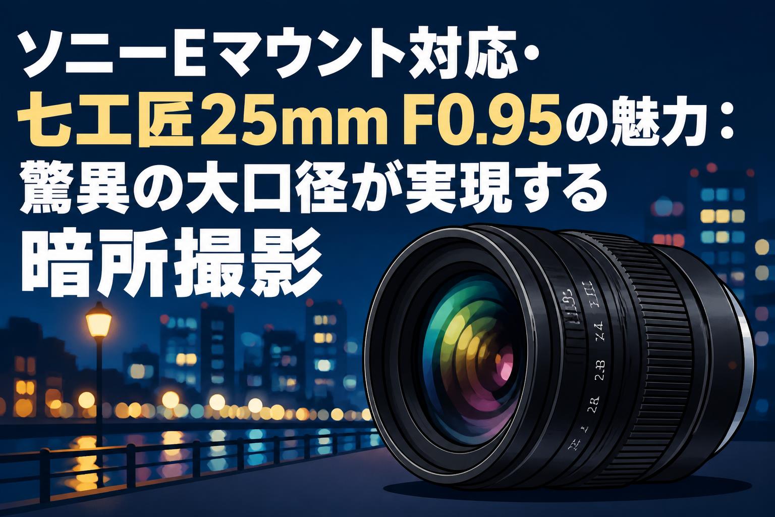 ソニーEマウント対応・七工匠25mm F0.95の魅力：驚異の大口径が実現する暗所撮影