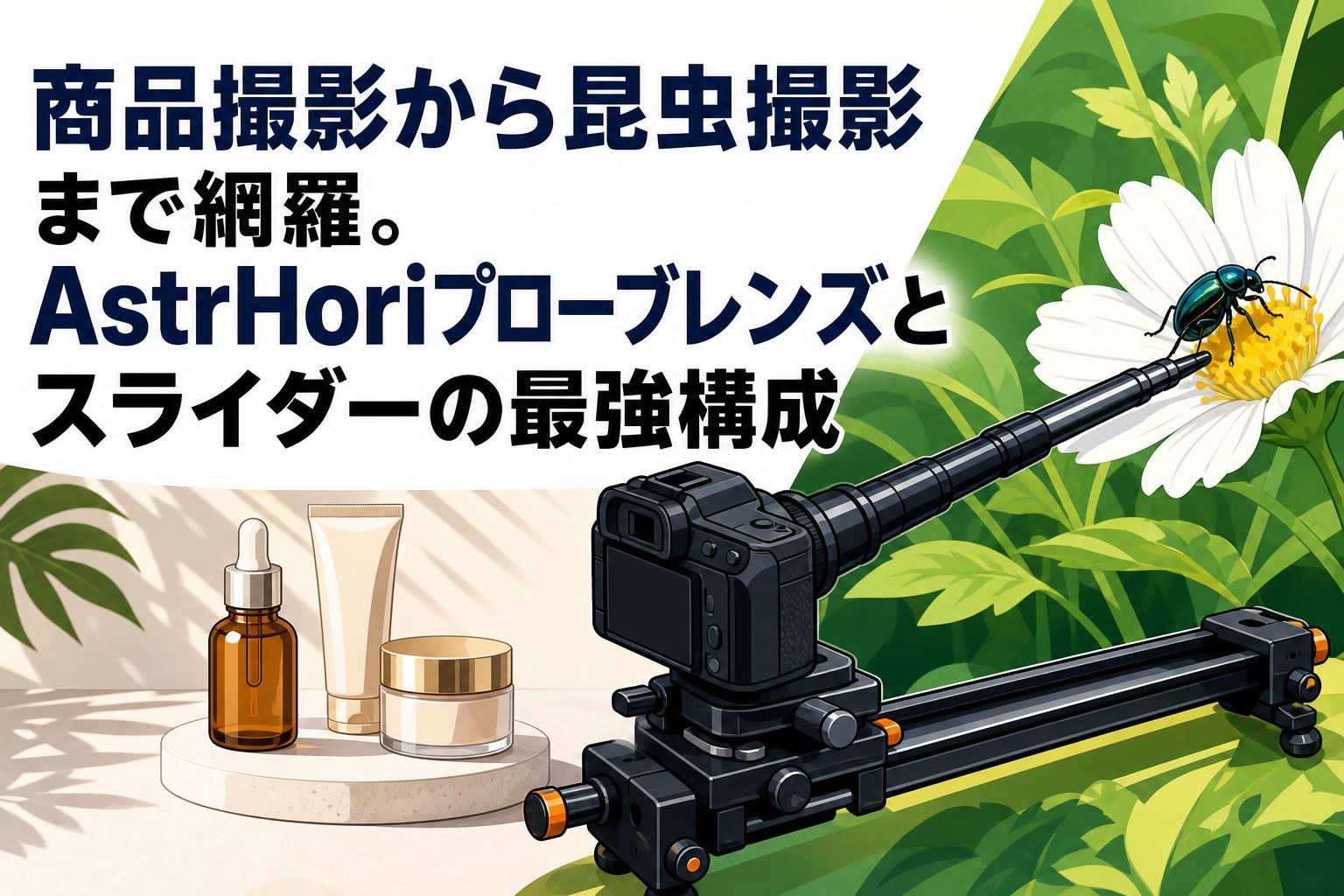 商品撮影から昆虫撮影まで網羅。AstrHoriプローブレンズとスライダーの最強構成