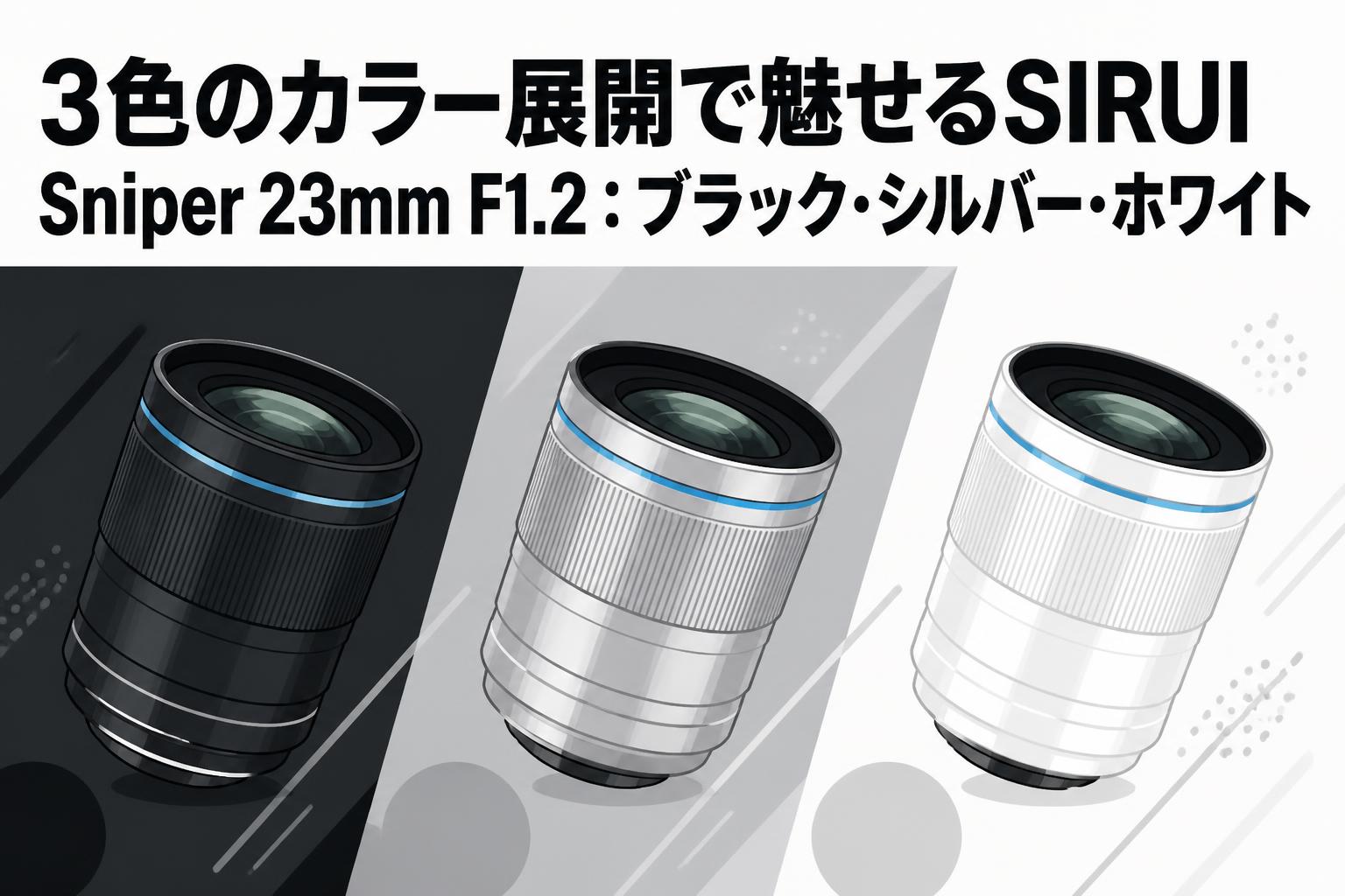 3色のカラー展開で魅せるSIRUI Sniper 23mm F1.2：ブラック・シルバー・ホワイト