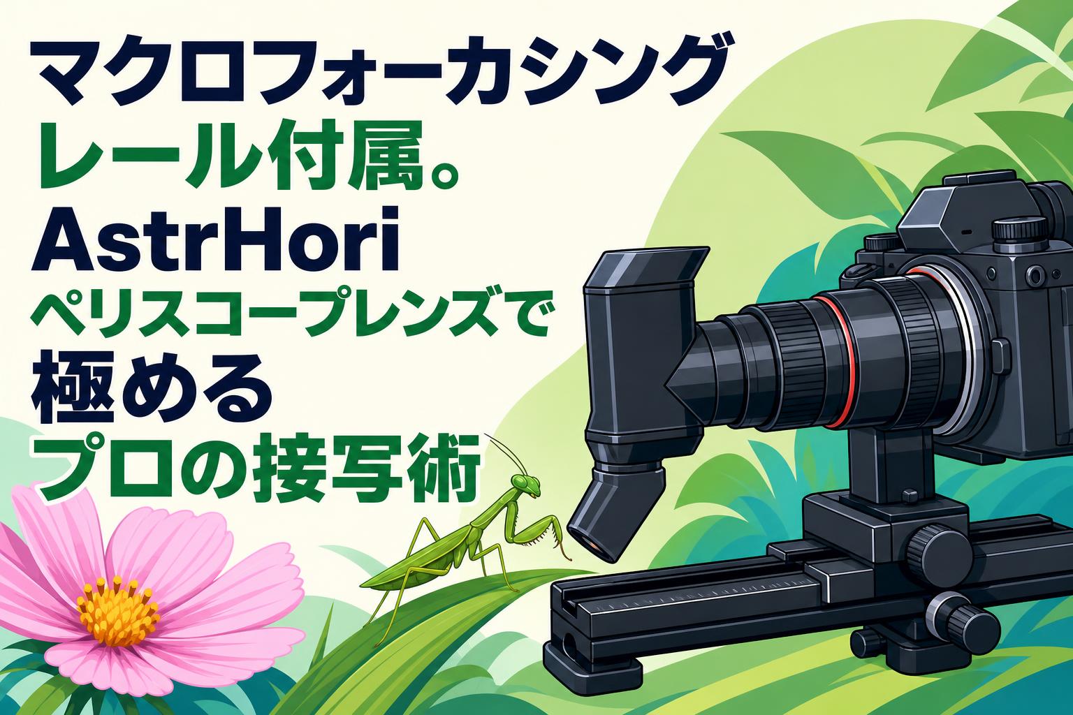 マクロフォーカシングレール付属。AstrHoriペリスコープレンズで極めるプロの接写術