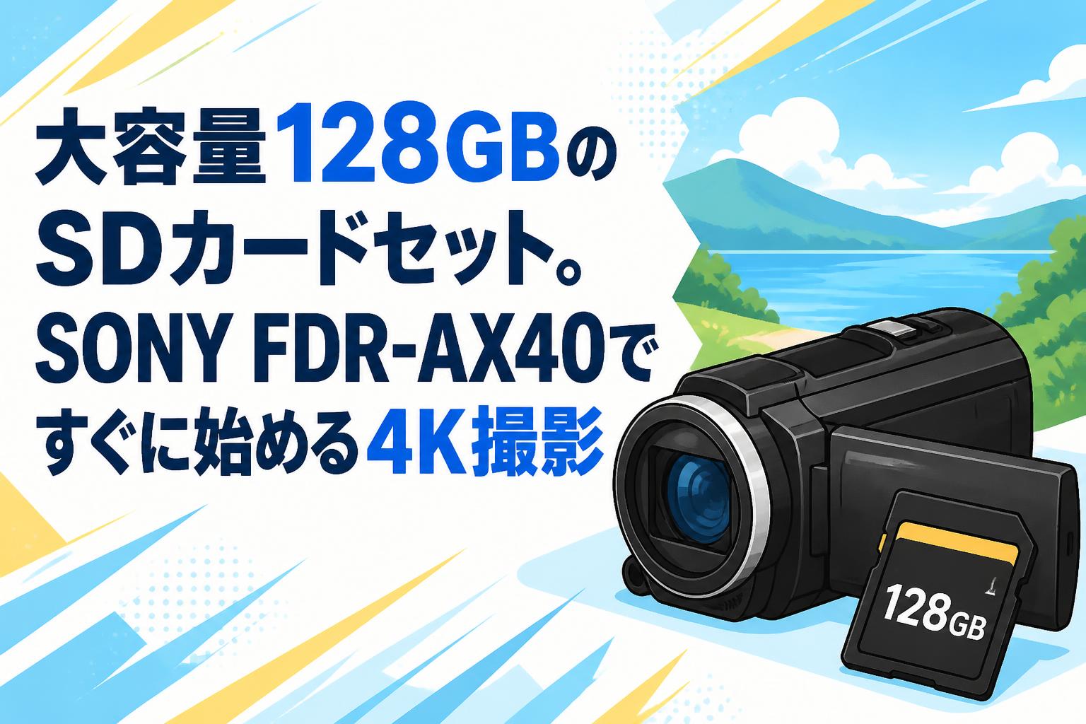 大容量128GBのSDカードセット。SONY FDR-AX40ですぐに始める4K撮影
