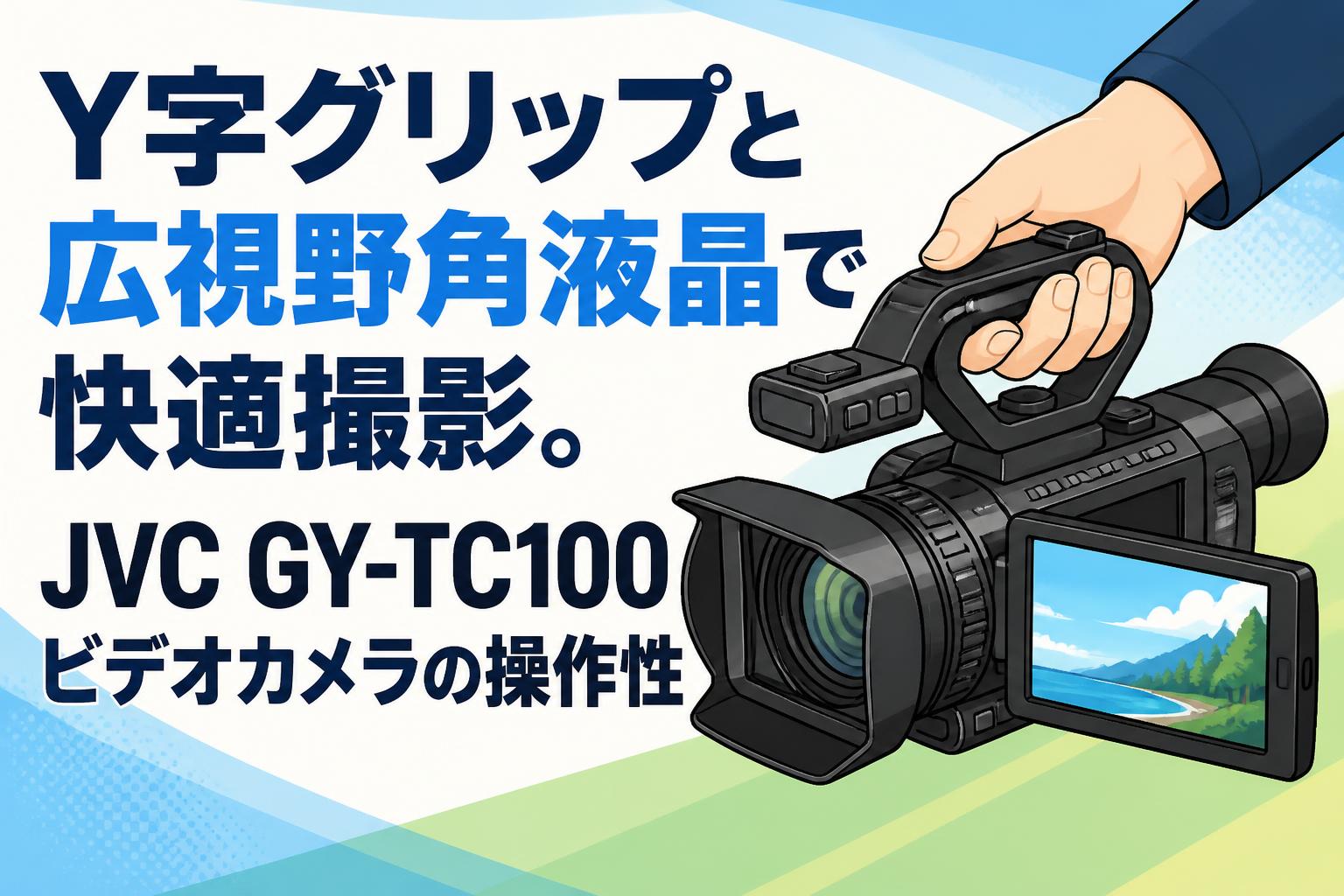 Y字グリップと広視野角液晶で快適撮影。JVC GY-TC100ビデオカメラの操作性