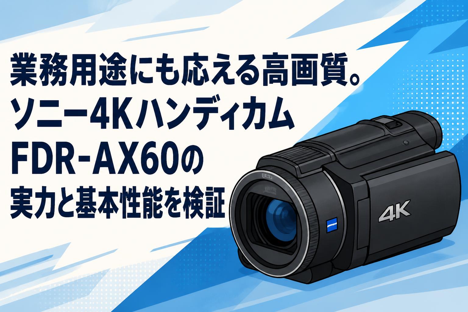 業務用途にも応える高画質。ソニー4KハンディカムFDR-AX60の実力と基本性能を検証