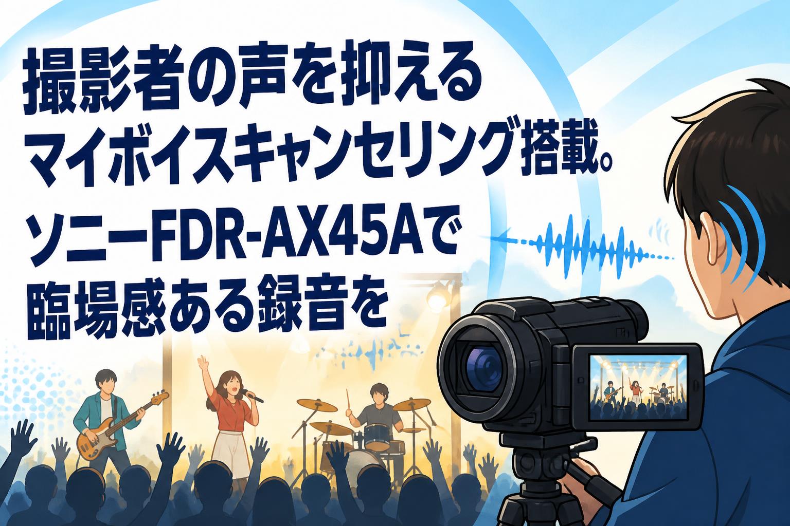 撮影者の声を抑えるマイボイスキャンセリング搭載。ソニーFDR-AX45Aで臨場感ある録音を