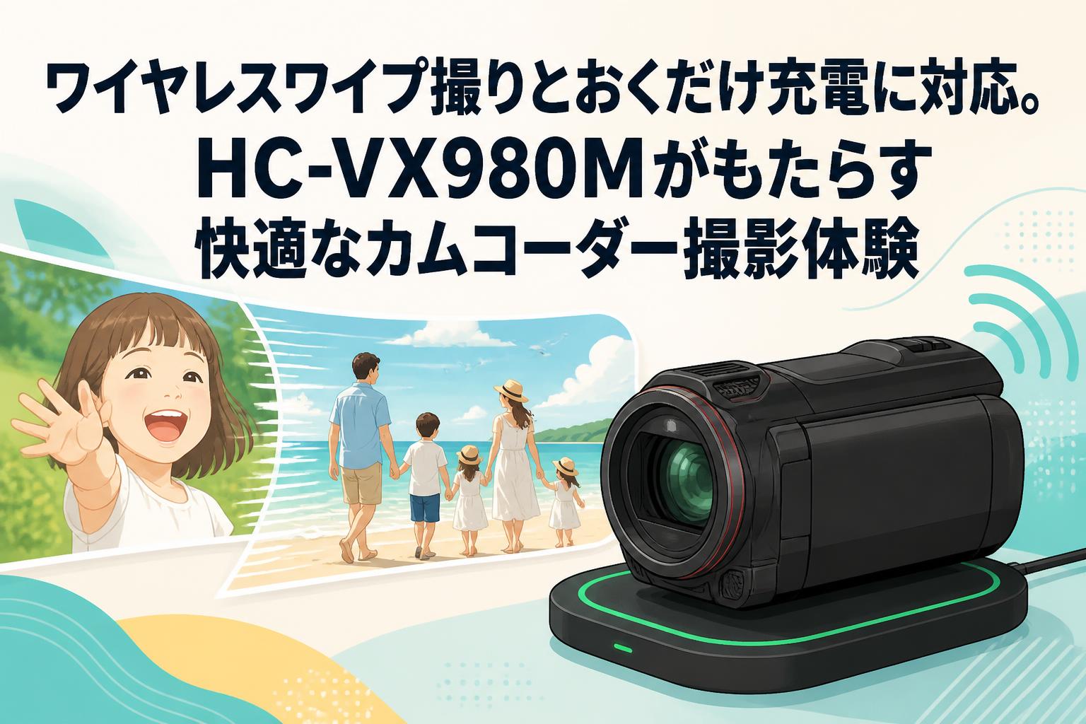 ワイヤレスワイプ撮りとおくだけ充電に対応。HC-VX980Mがもたらす快適なカムコーダー撮影体験