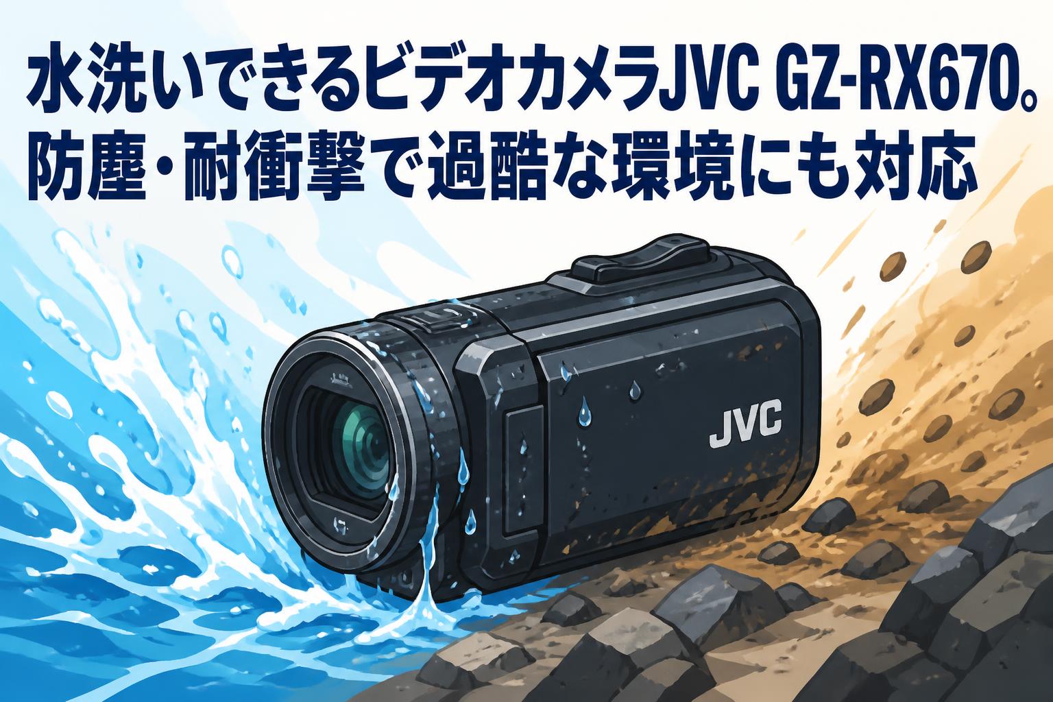 水洗いできるビデオカメラJVC GZ-RX670。防塵・耐衝撃で過酷な環境にも対応