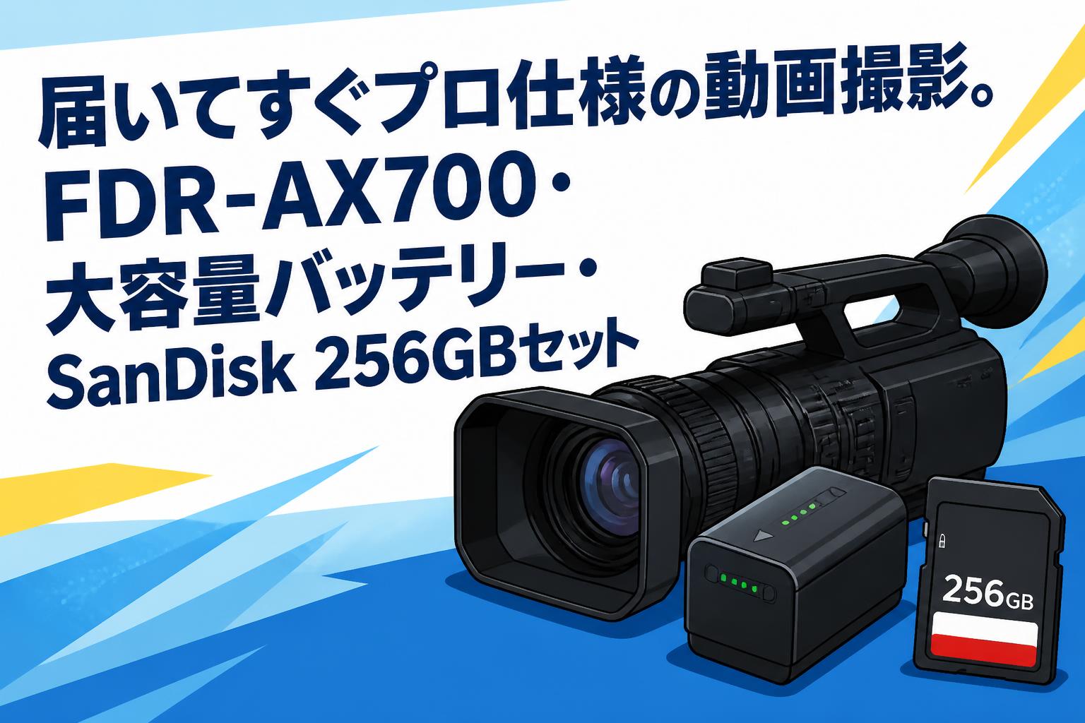 届いてすぐプロ仕様の動画撮影。FDR-AX700・大容量バッテリー・SanDisk 256GBセット
