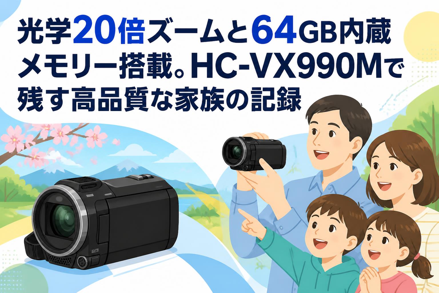 光学20倍ズームと64GB内蔵メモリー搭載。HC-VX990Mで残す高品質な家族の記録