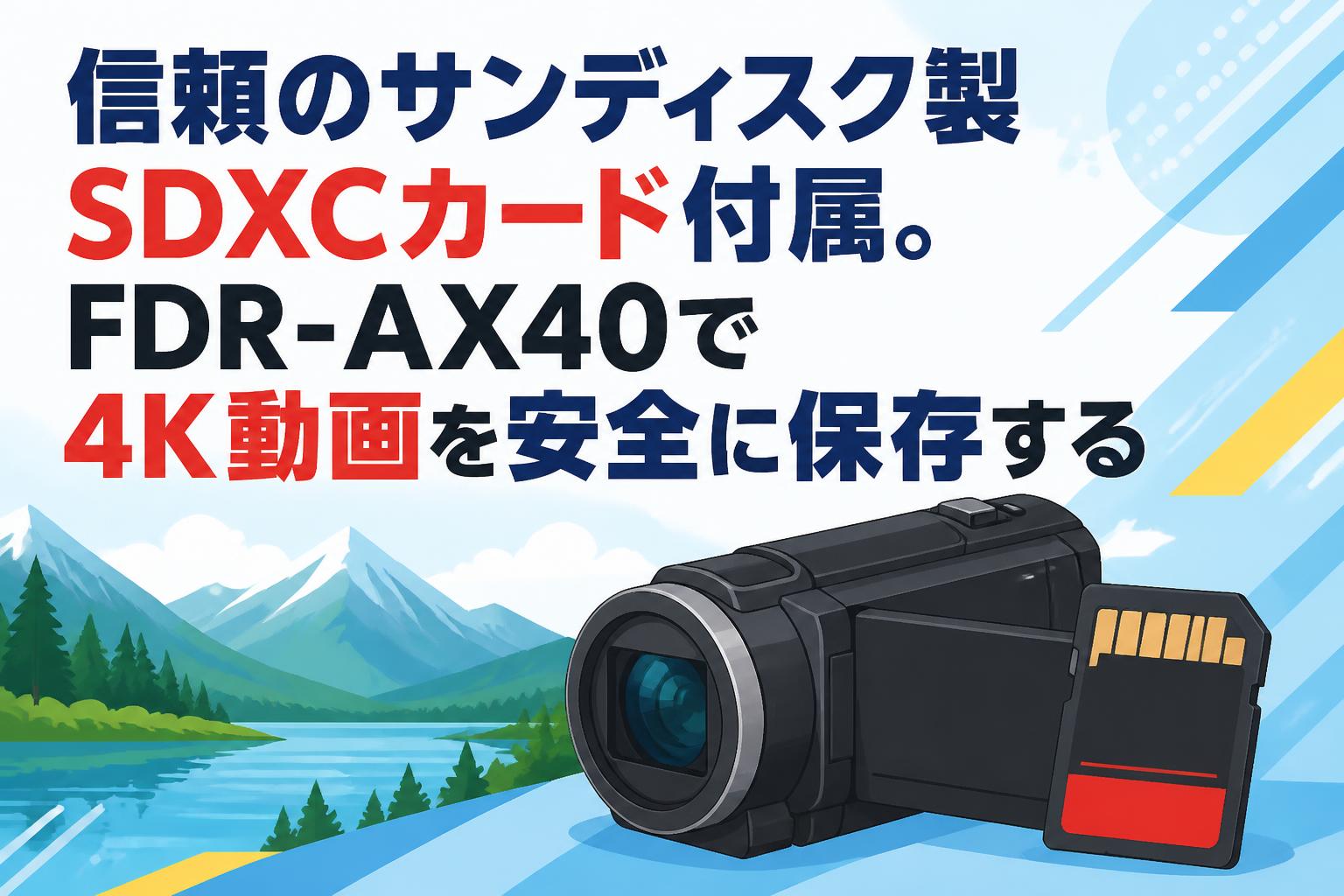 信頼のサンディスク製SDXCカード付属。FDR-AX40で4K動画を安全に保存する
