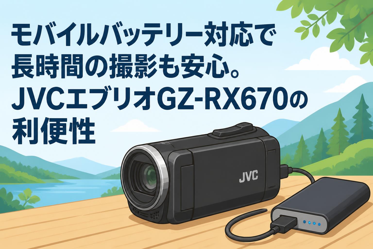 モバイルバッテリー対応で長時間の撮影も安心。JVCエブリオGZ-RX670の利便性
