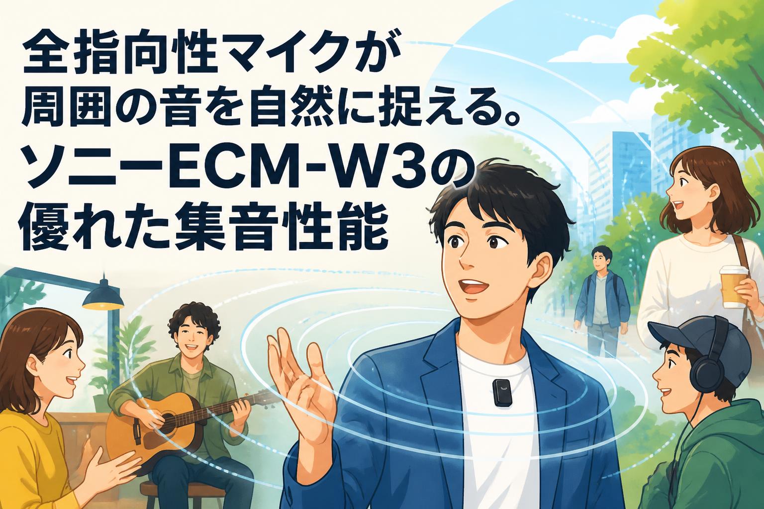 全指向性マイクが周囲の音を自然に捉える。ソニーECM-W3の優れた集音性能