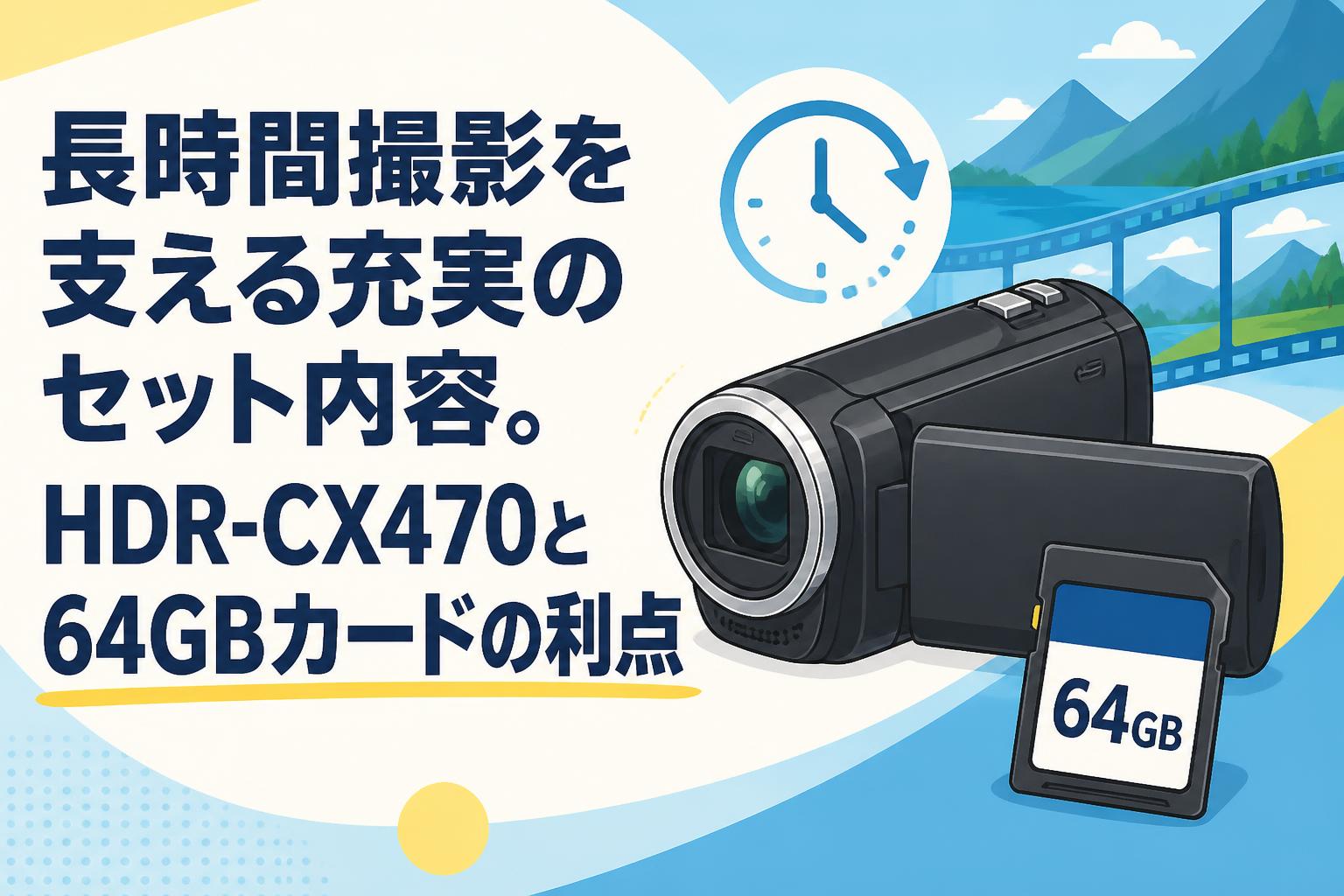 長時間撮影を支える充実のセット内容。HDR-CX470と64GBカードの利点
