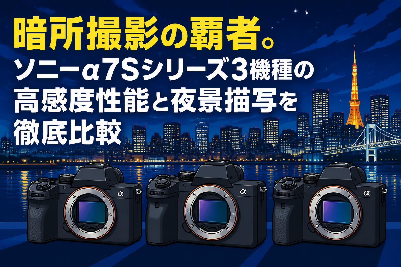 暗所撮影の覇者。ソニーα7Sシリーズ3機種の高感度性能と夜景描写を徹底比較