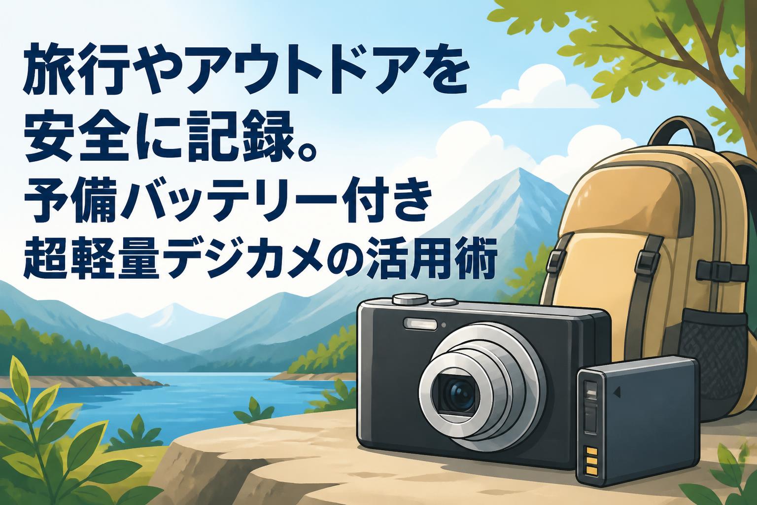旅行やアウトドアを安全に記録。予備バッテリー付き超軽量デジカメの活用術