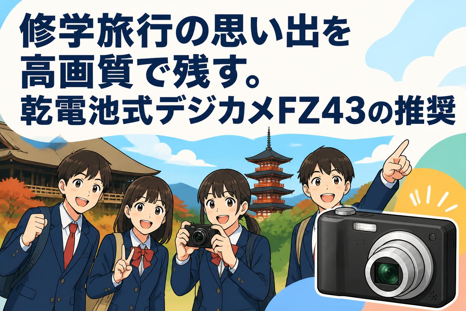 修学旅行の思い出を高画質で残す。乾電池式デジカメFZ43の推奨