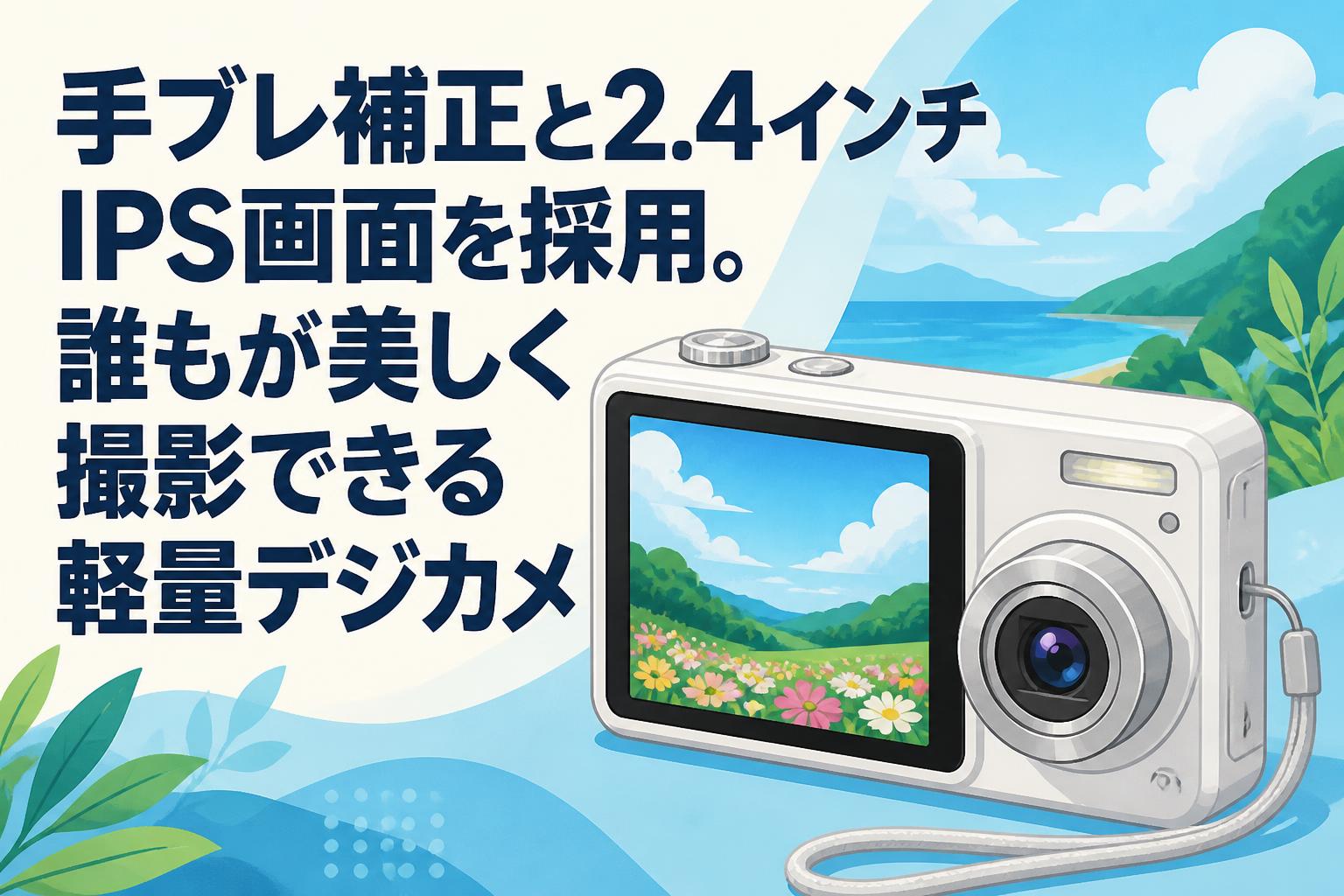 手ブレ補正と2.4インチIPS画面を採用。誰もが美しく撮影できる軽量デジカメ