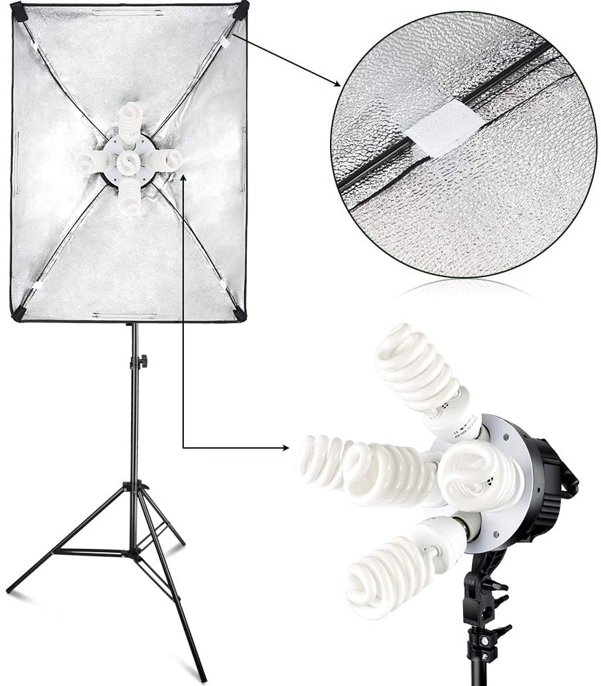 ソフトボックス FOSITAN 50x70cm写真照明用セット/撮影照明 LEDライト 