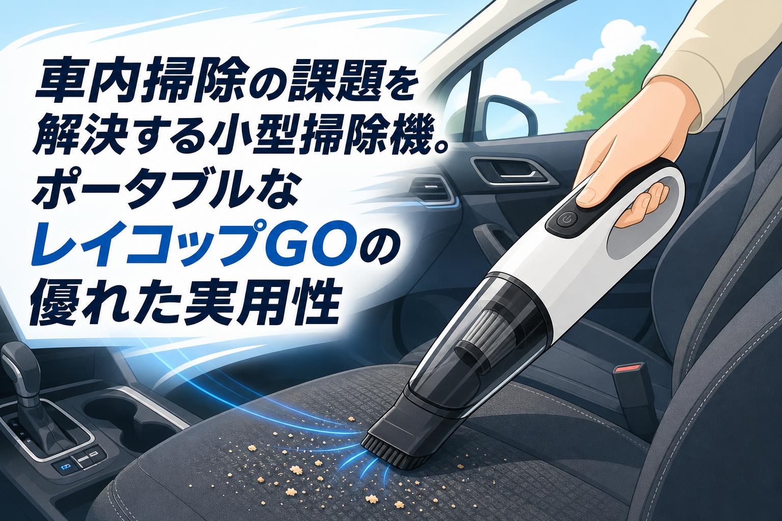 車内掃除の課題を解決する小型掃除機。ポータブルなレイコップGOの優れた実用性
