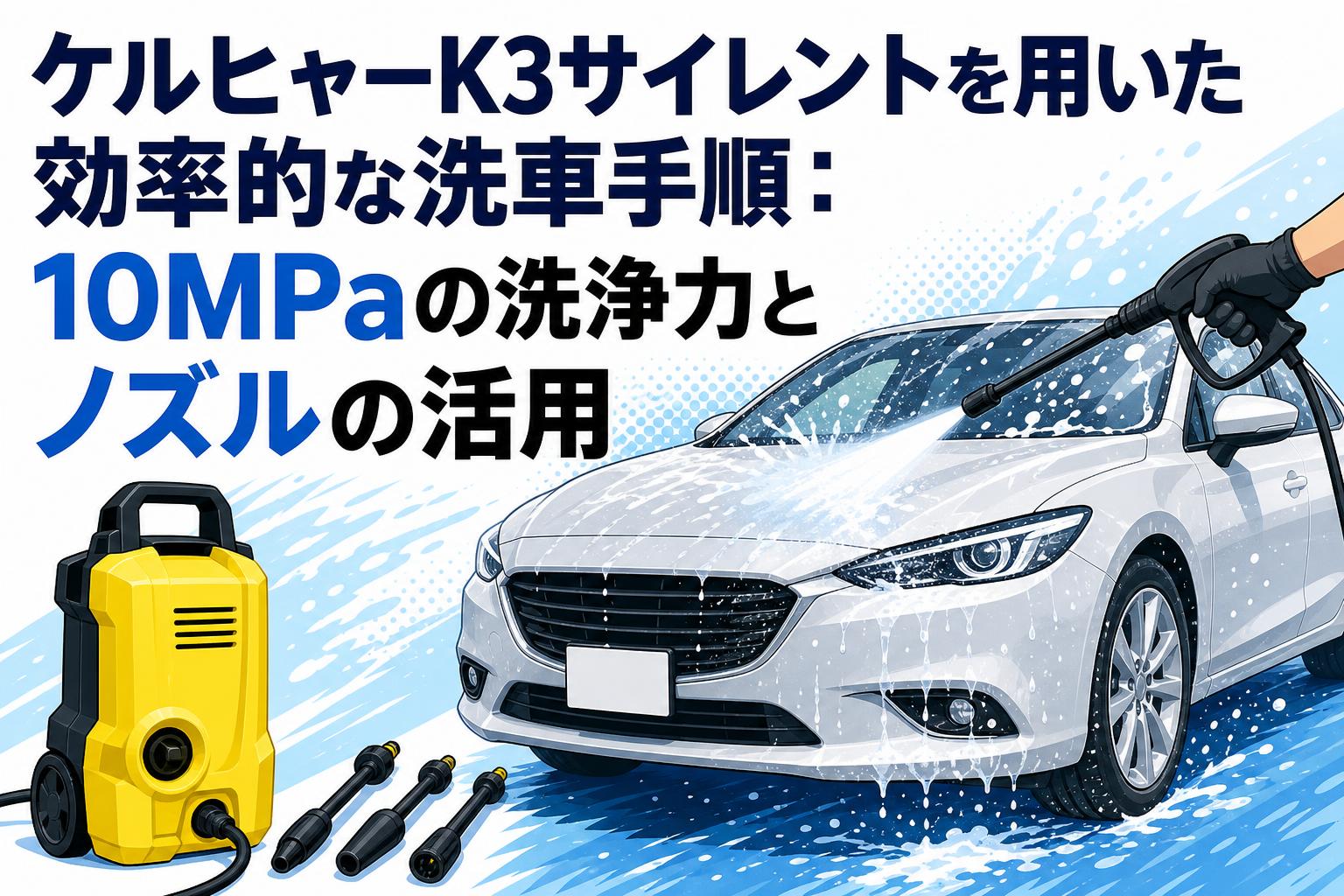 ケルヒャーK3サイレントを用いた効率的な洗車手順：10MPaの洗浄力とノズルの活用