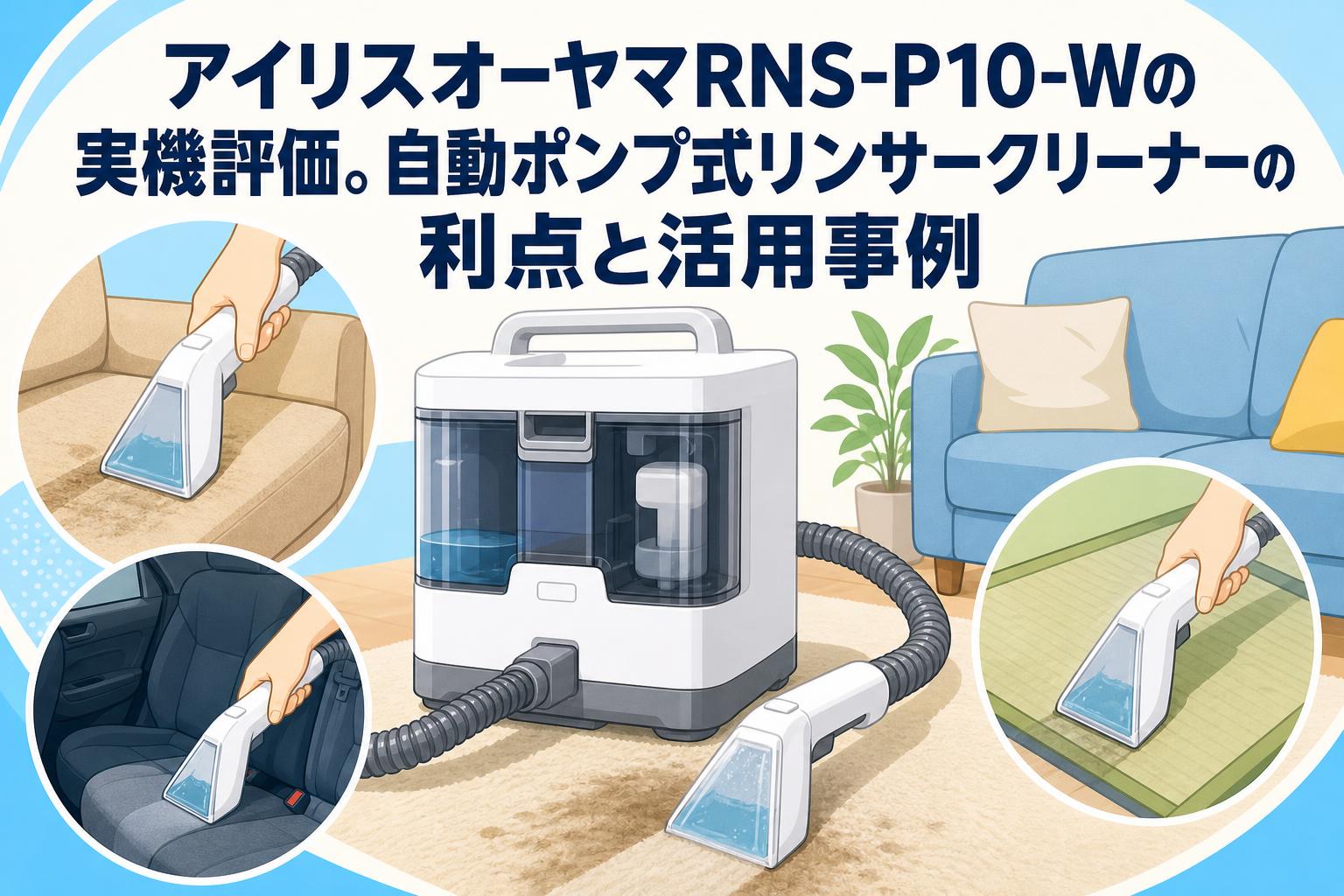 アイリスオーヤマRNS-P10-Wの実機評価。自動ポンプ式リンサークリーナーの利点と活用事例