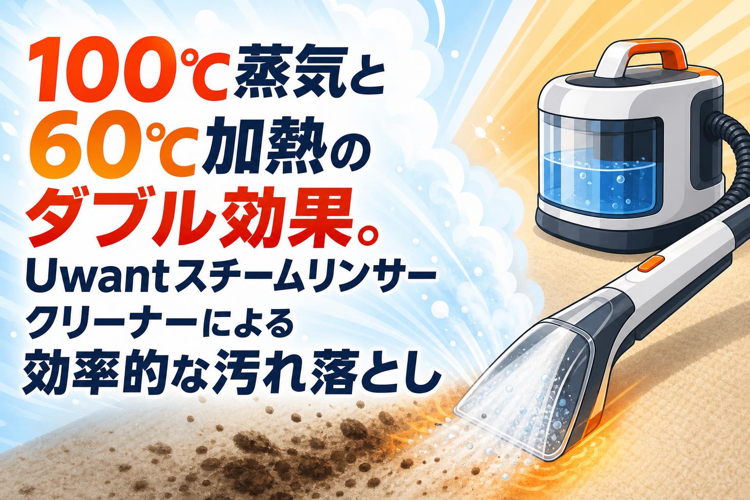 100℃蒸気と60℃加熱のダブル効果。Uwantスチームリンサークリーナーによる効率的な汚れ落とし