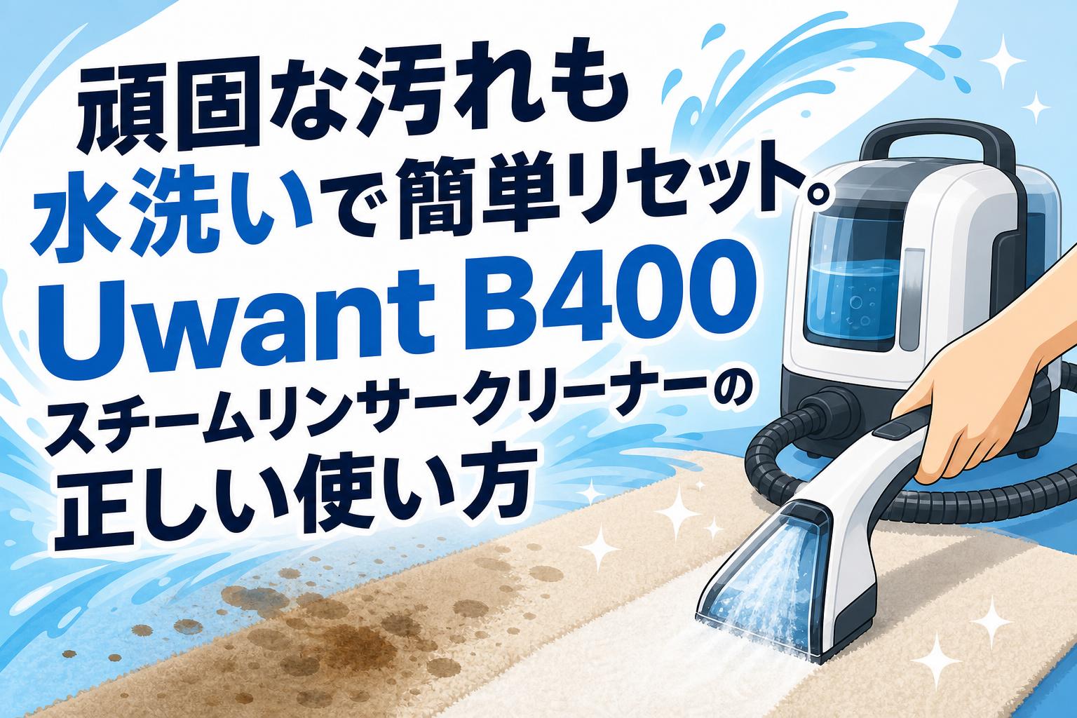 頑固な汚れも水洗いで簡単リセット。Uwant B400スチームリンサークリーナーの正しい使い方