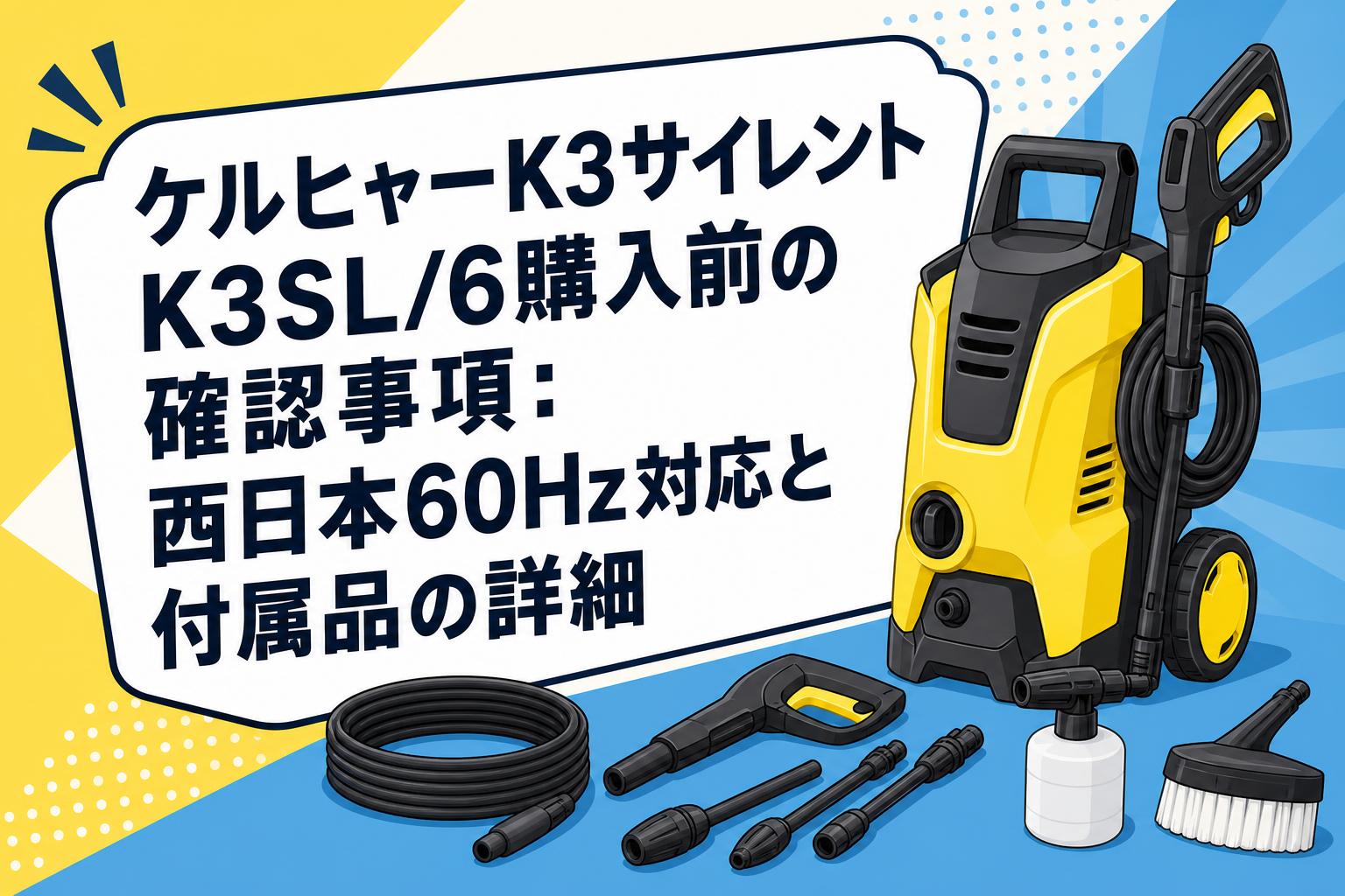 ケルヒャーK3サイレントK3SL/6購入前の確認事項：西日本60Hz対応と付属品の詳細