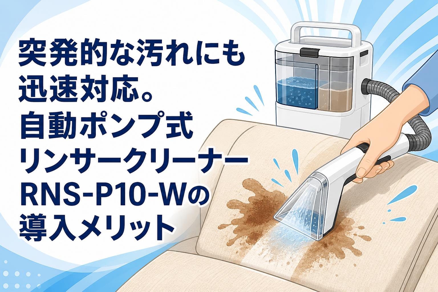 突発的な汚れにも迅速対応。自動ポンプ式リンサークリーナーRNS-P10-Wの導入メリット