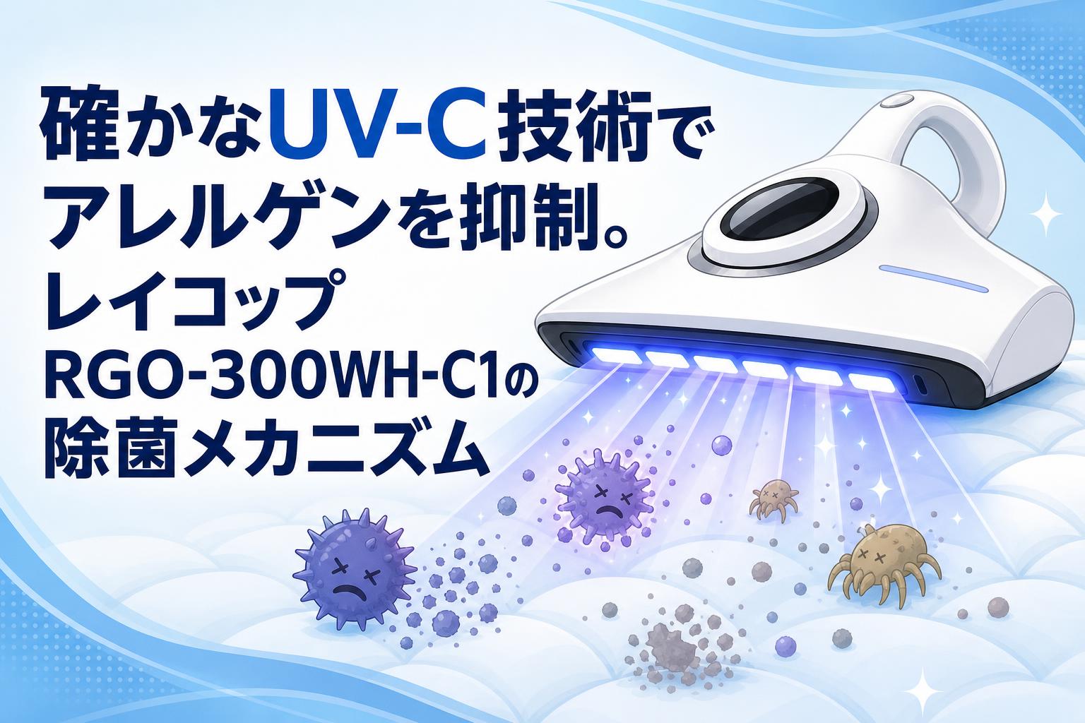 確かなUV-C技術でアレルゲンを抑制。レイコップ RGO-300WH-C1の除菌メカニズム