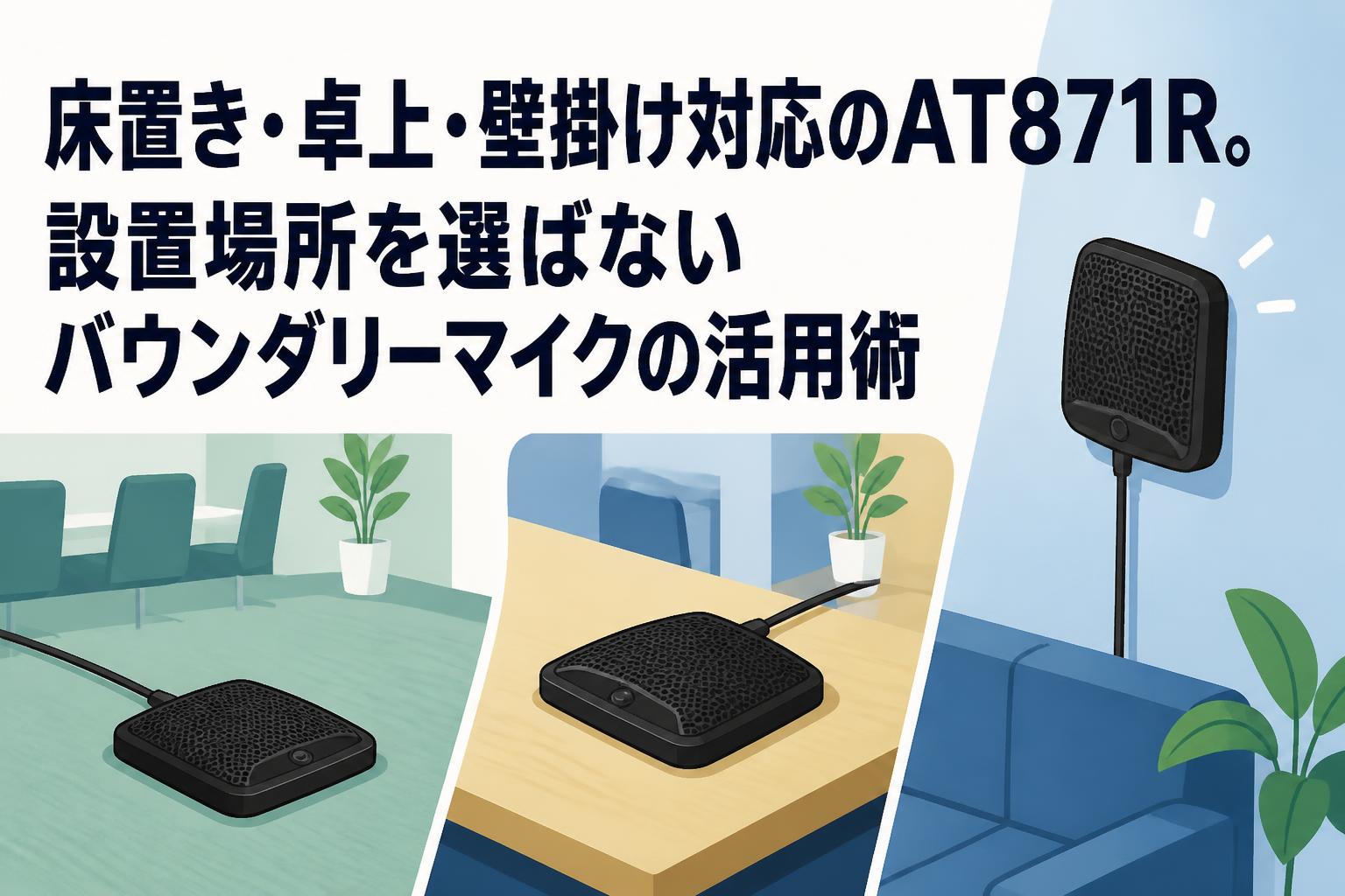 床置き・卓上・壁掛け対応のAT871R。設置場所を選ばないバウンダリーマイクの活用術