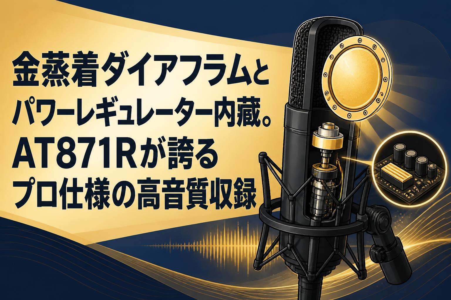 金蒸着ダイアフラムとパワーレギュレーター内蔵。AT871Rが誇るプロ仕様の高音質収録