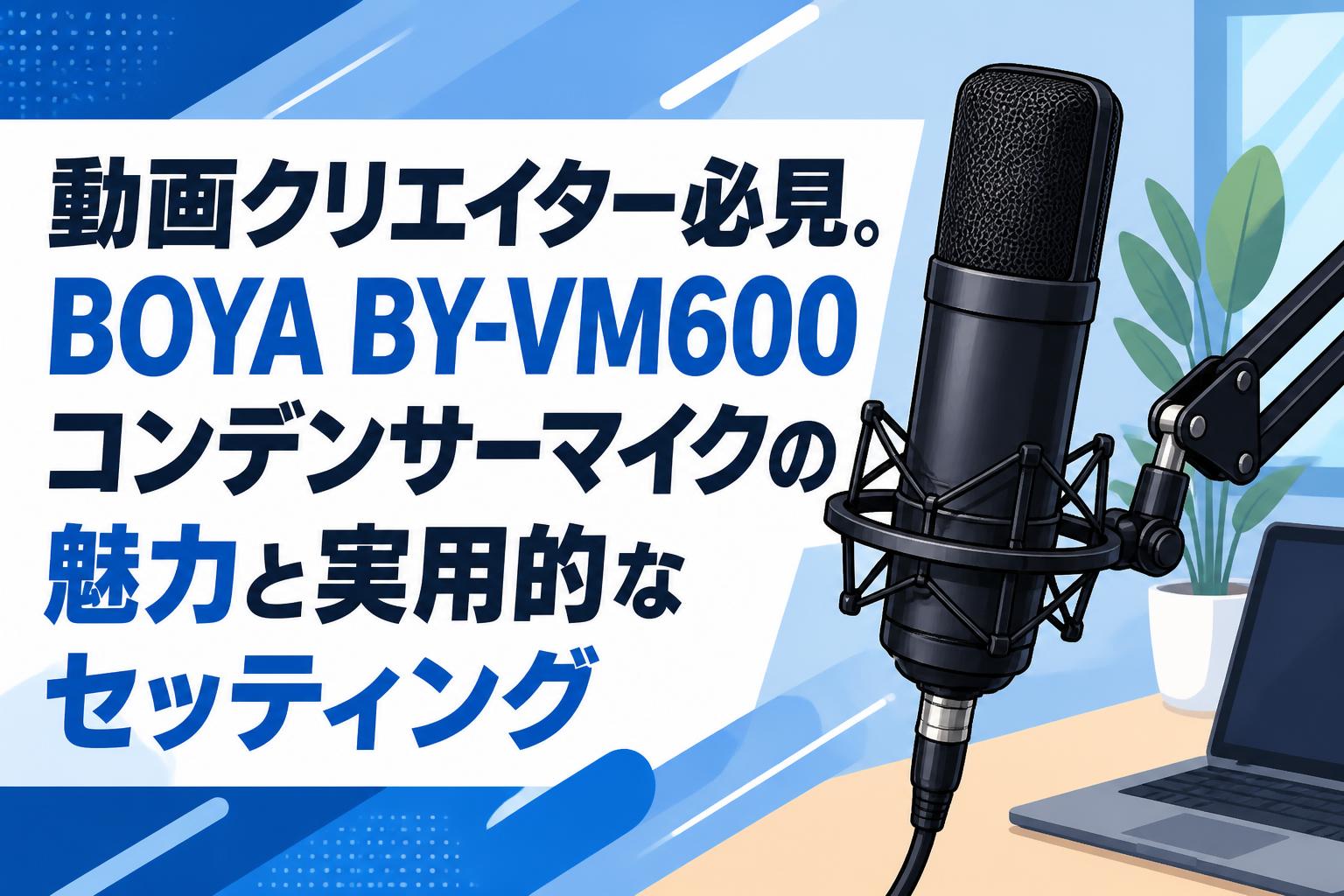 動画クリエイター必見。BOYA BY-VM600コンデンサーマイクの魅力と実用的なセッティング