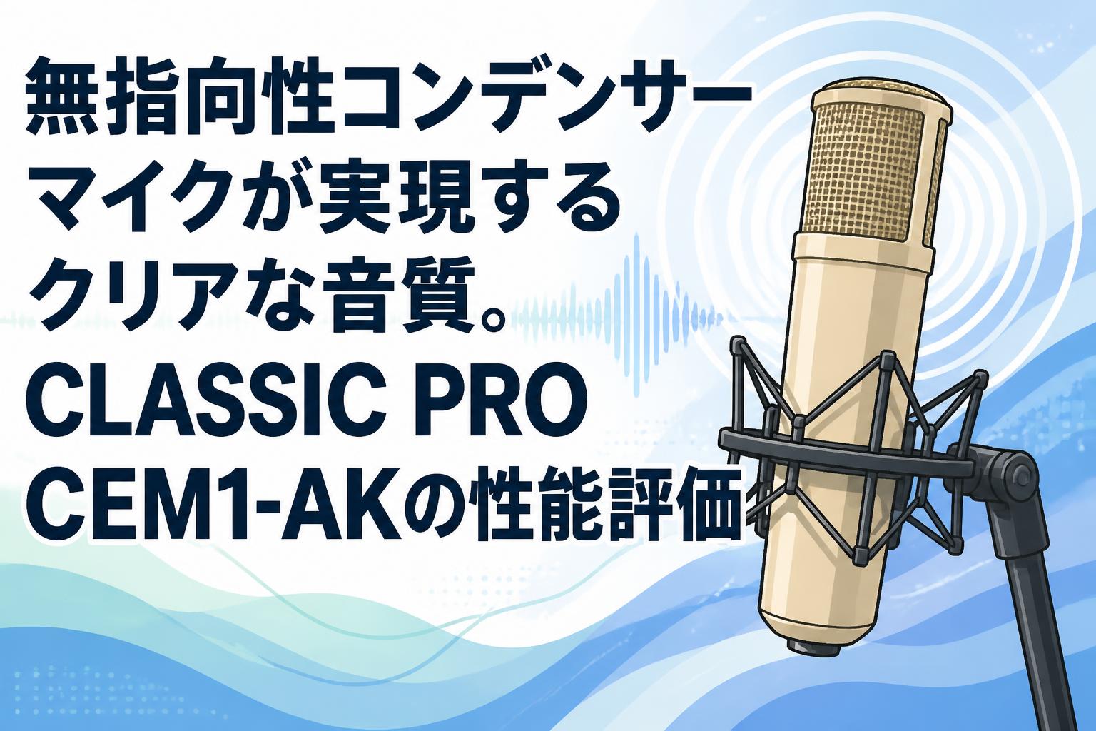 無指向性コンデンサーマイクが実現するクリアな音質。CLASSIC PRO CEM1-AKの性能評価