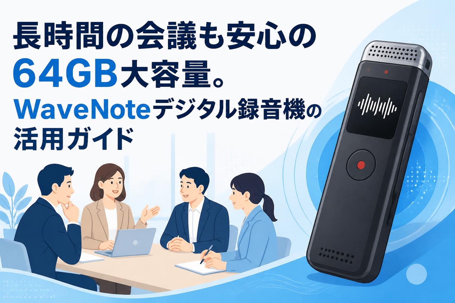 長時間の会議も安心の64GB大容量。WaveNoteデジタル録音機の活用ガイド