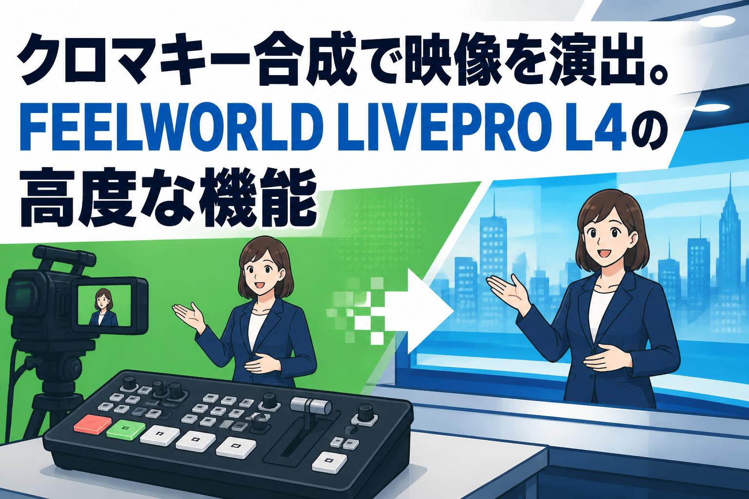 クロマキー合成で映像を演出。FEELWORLD LIVEPRO L4の高度な機能