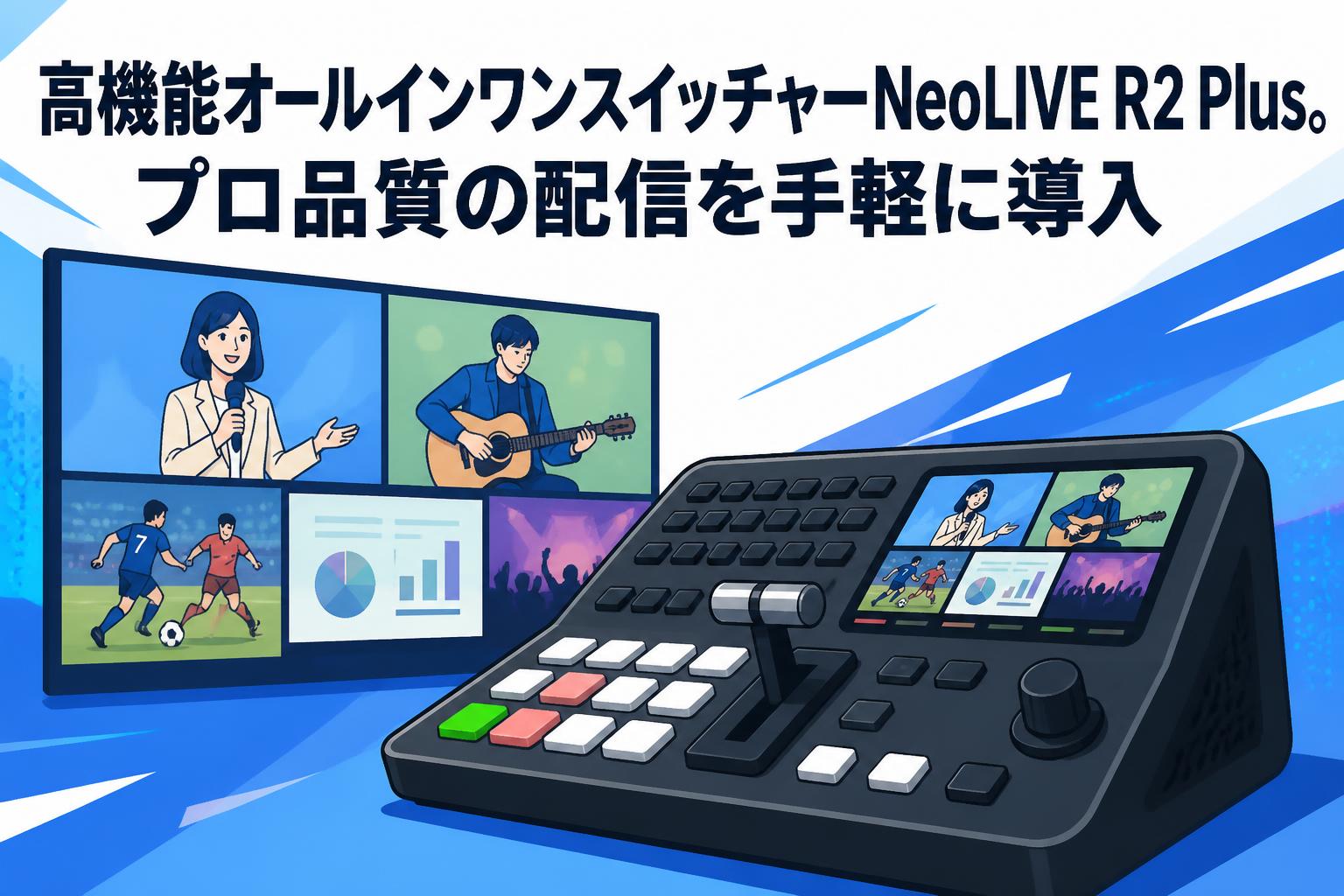 高機能オールインワンスイッチャーNeoLIVE R2 Plus。プロ品質の配信を手軽に導入