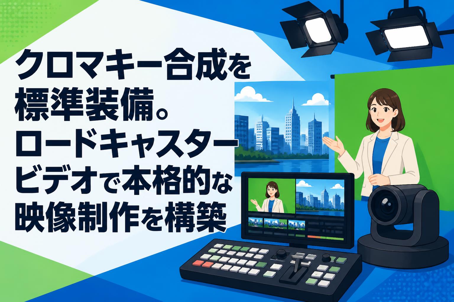クロマキー合成を標準装備。ロードキャスタービデオで本格的な映像制作を構築