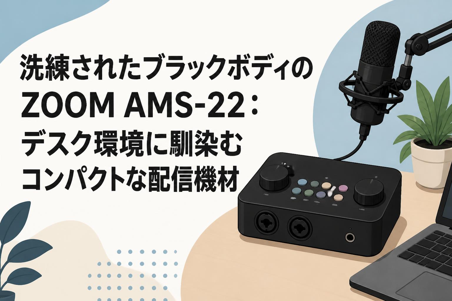 洗練されたブラックボディのZOOM AMS-22：デスク環境に馴染むコンパクトな配信機材