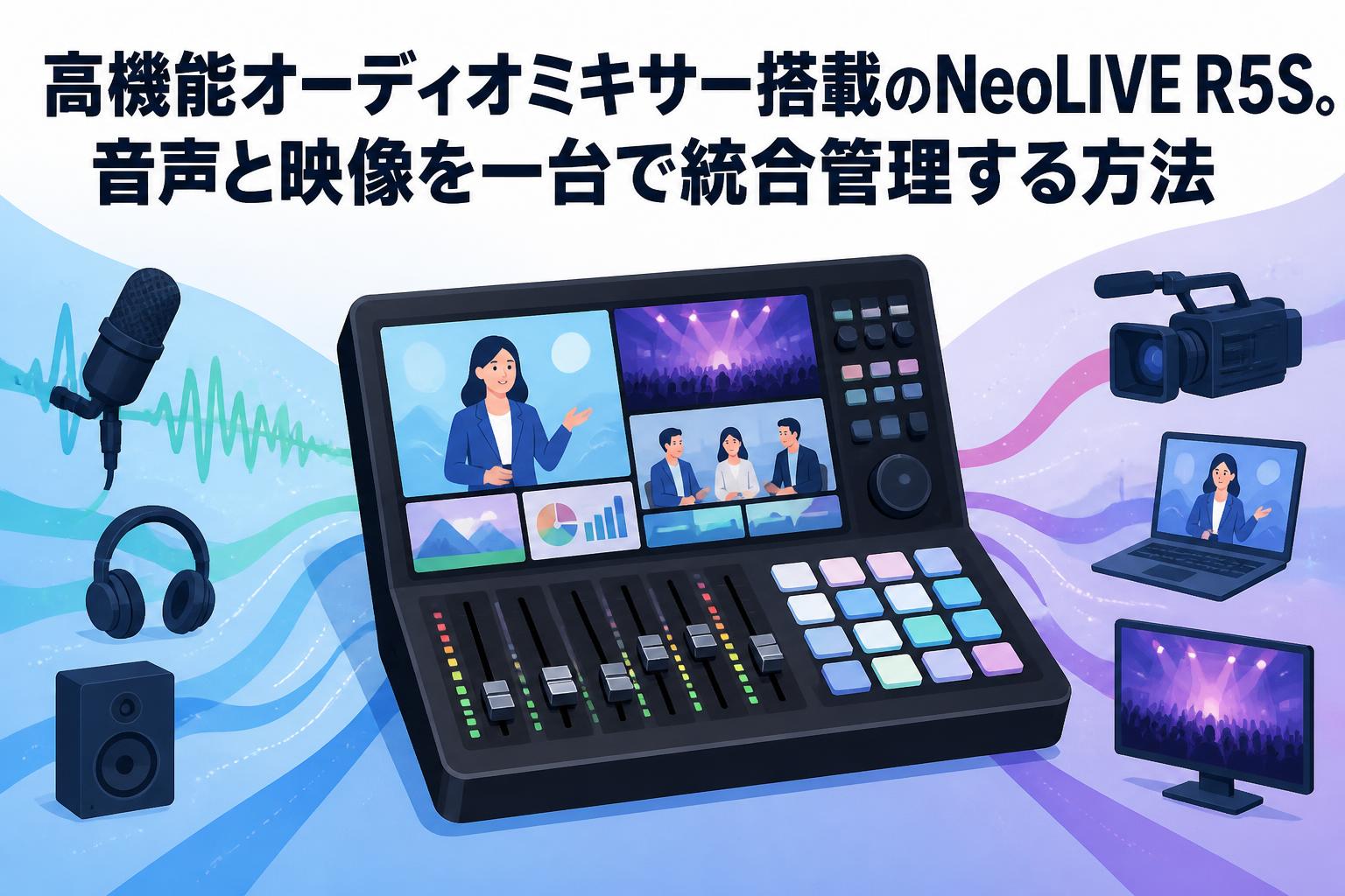 高機能オーディオミキサー搭載のNeoLIVE R5S。音声と映像を一台で統合管理する方法