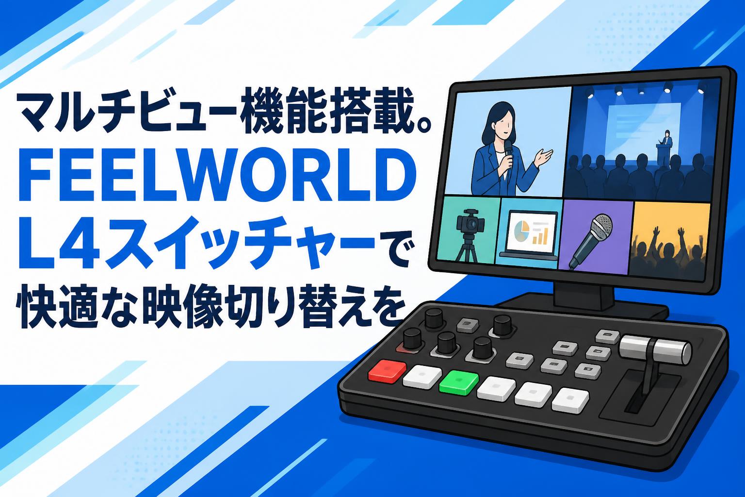 マルチビュー機能搭載。FEELWORLD L4スイッチャーで快適な映像切り替えを