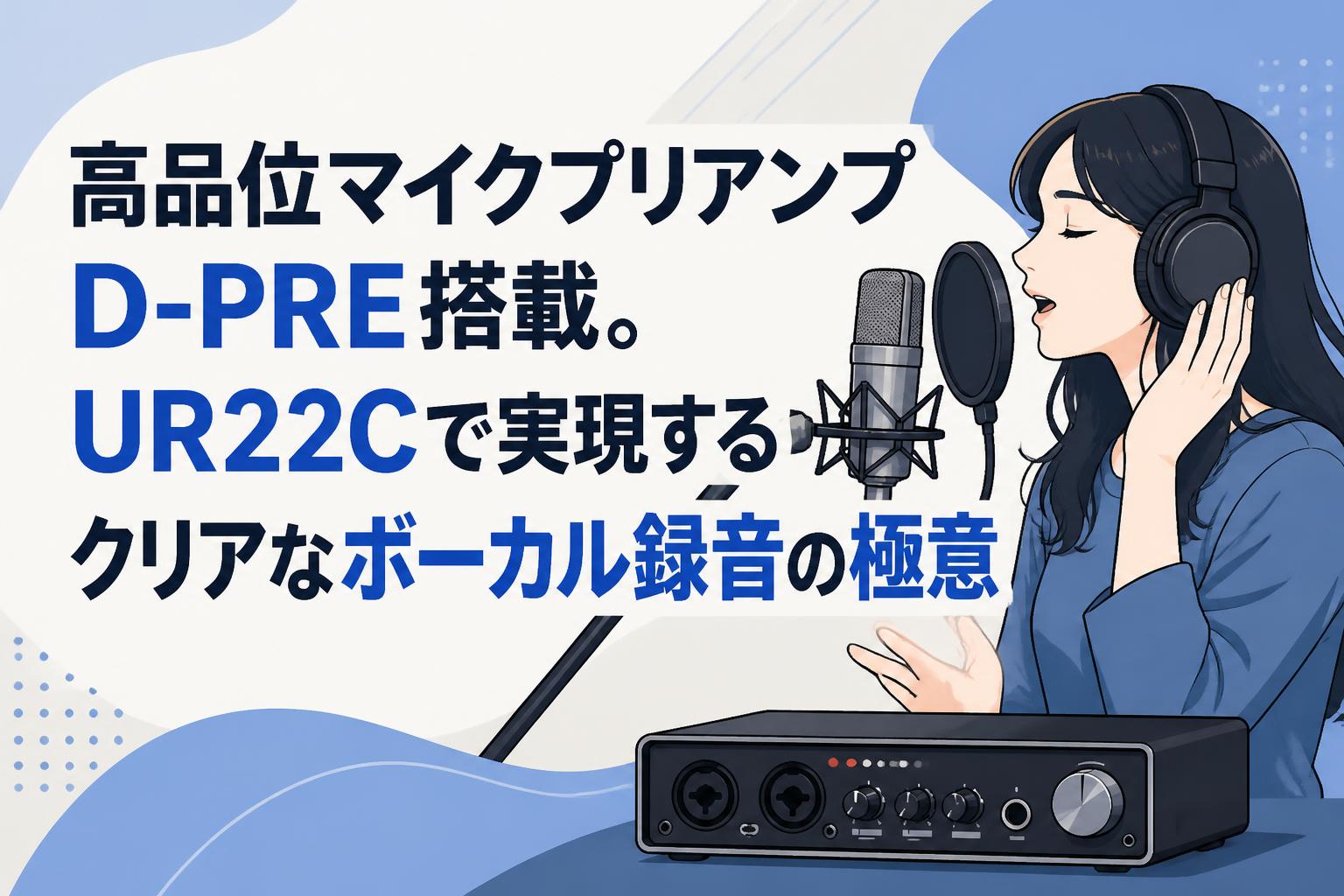 高品位マイクプリアンプD-PRE搭載。UR22Cで実現するクリアなボーカル録音の極意